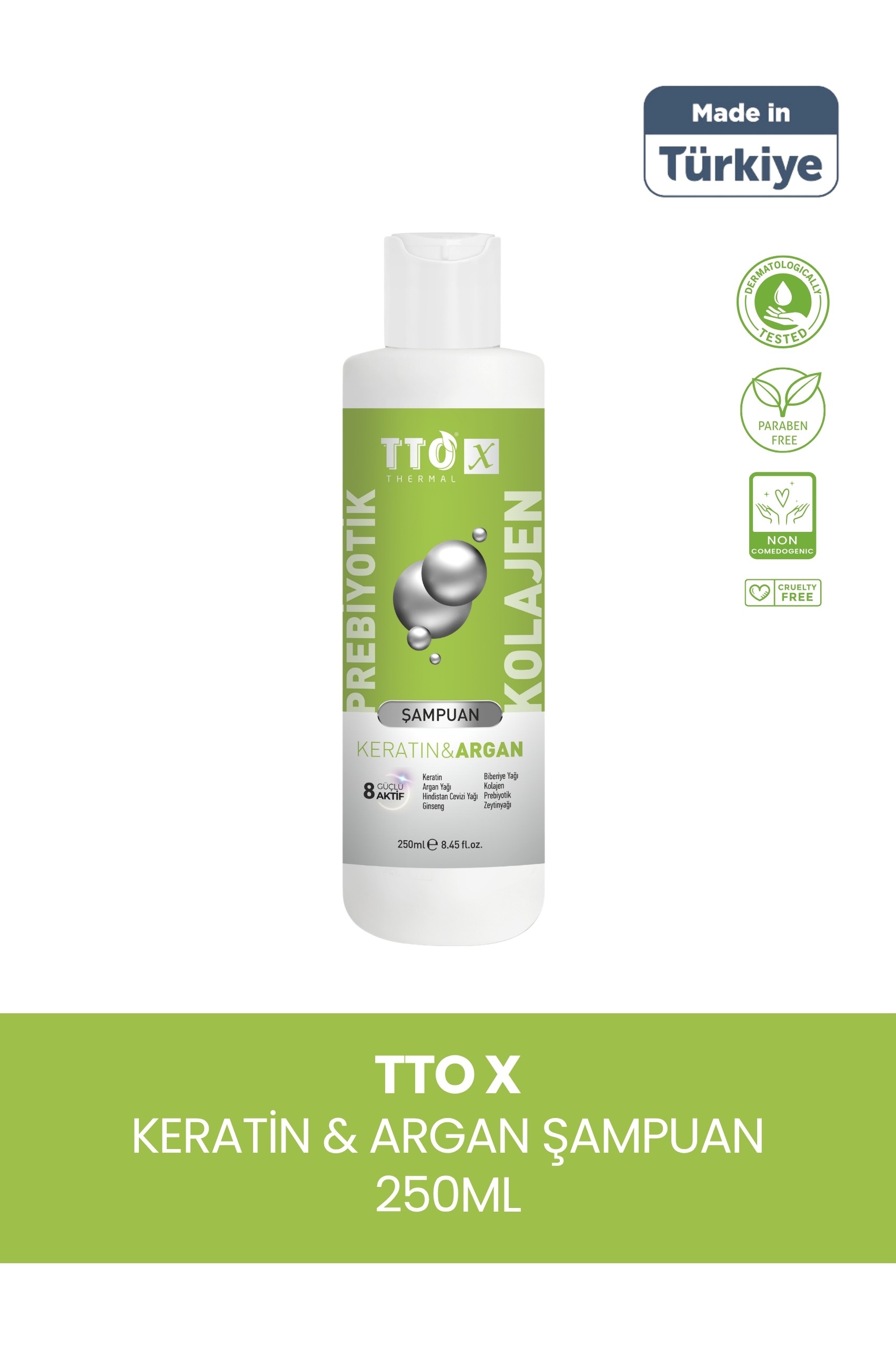TTO-X Prebiyotik & Kolajen Keratin ve Argan 250ml ( Cocamidopropyl,Butyrospermum,Niacinamide,)