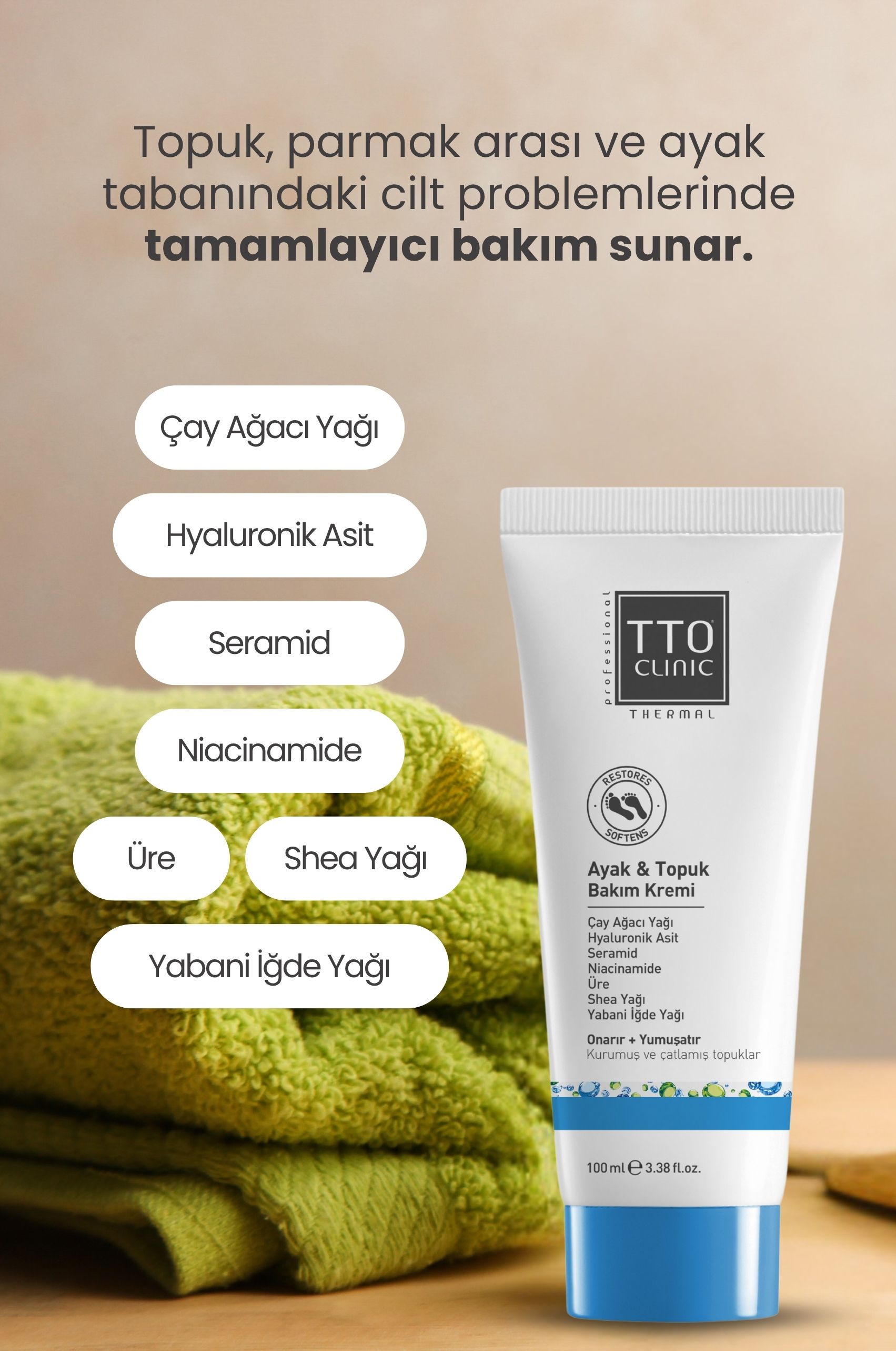 TTO Clinic Ayak & Topuk Bakım Kremi 100 ml – Yoğun Nem & Onarıcı Formül 