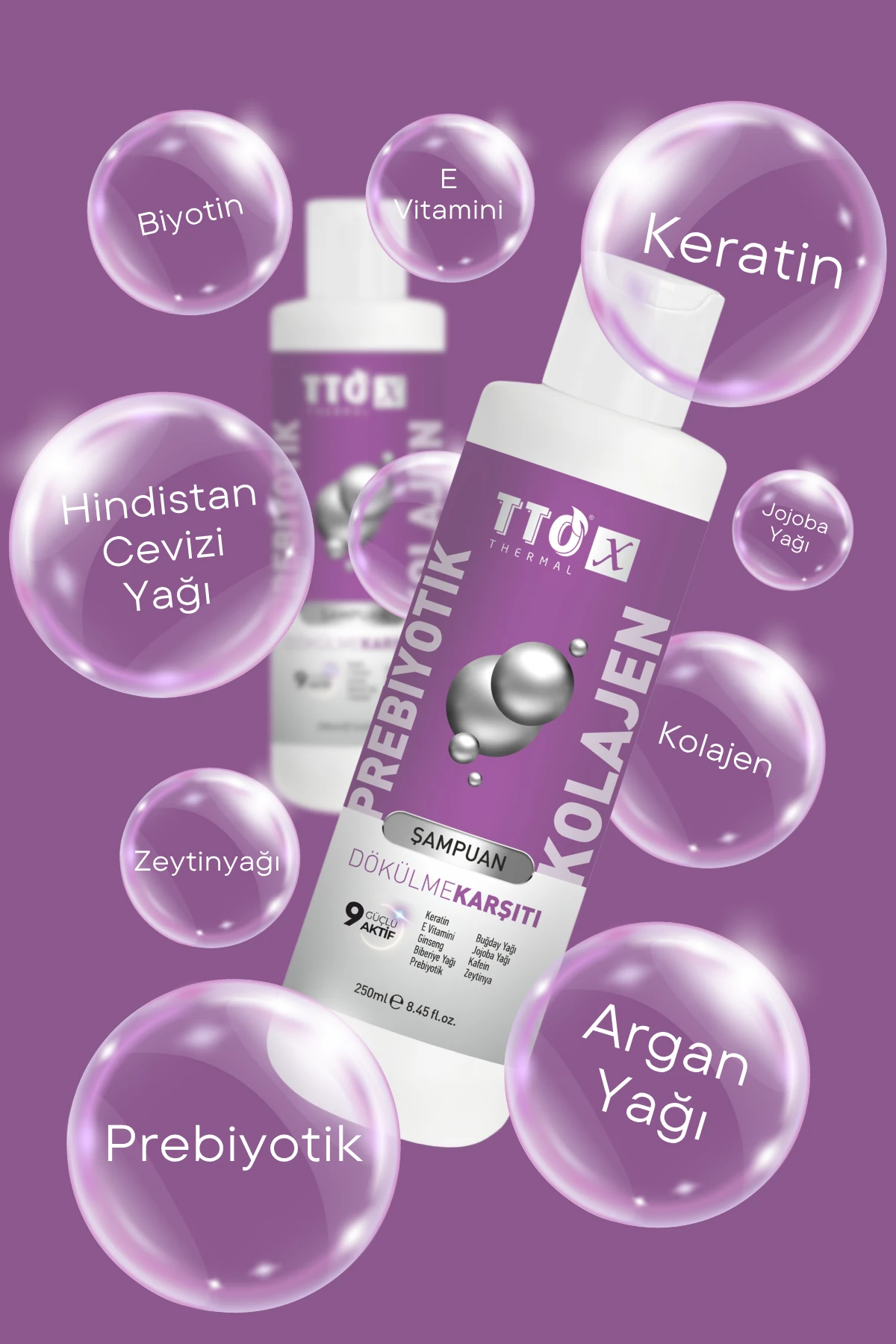 TTO-X Prebiyotik & Kolajen Dökülme Karşıtı Şampuan 250ml - Onarıcı ve Güçlendirici