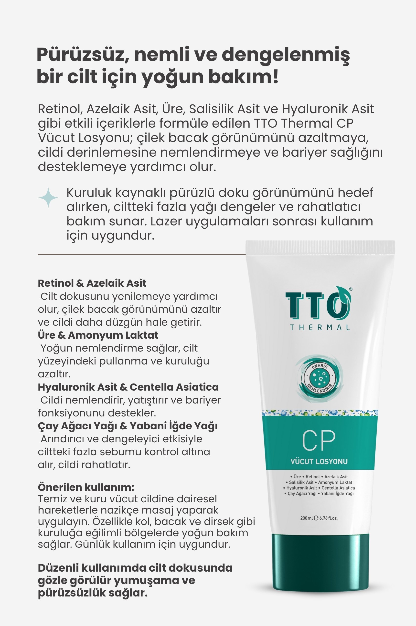 TTO Vücut Losyonu Cp 200ml Keratosis Pilaris Ve Batık (Tavuk Derisi Görümüne Karşı)