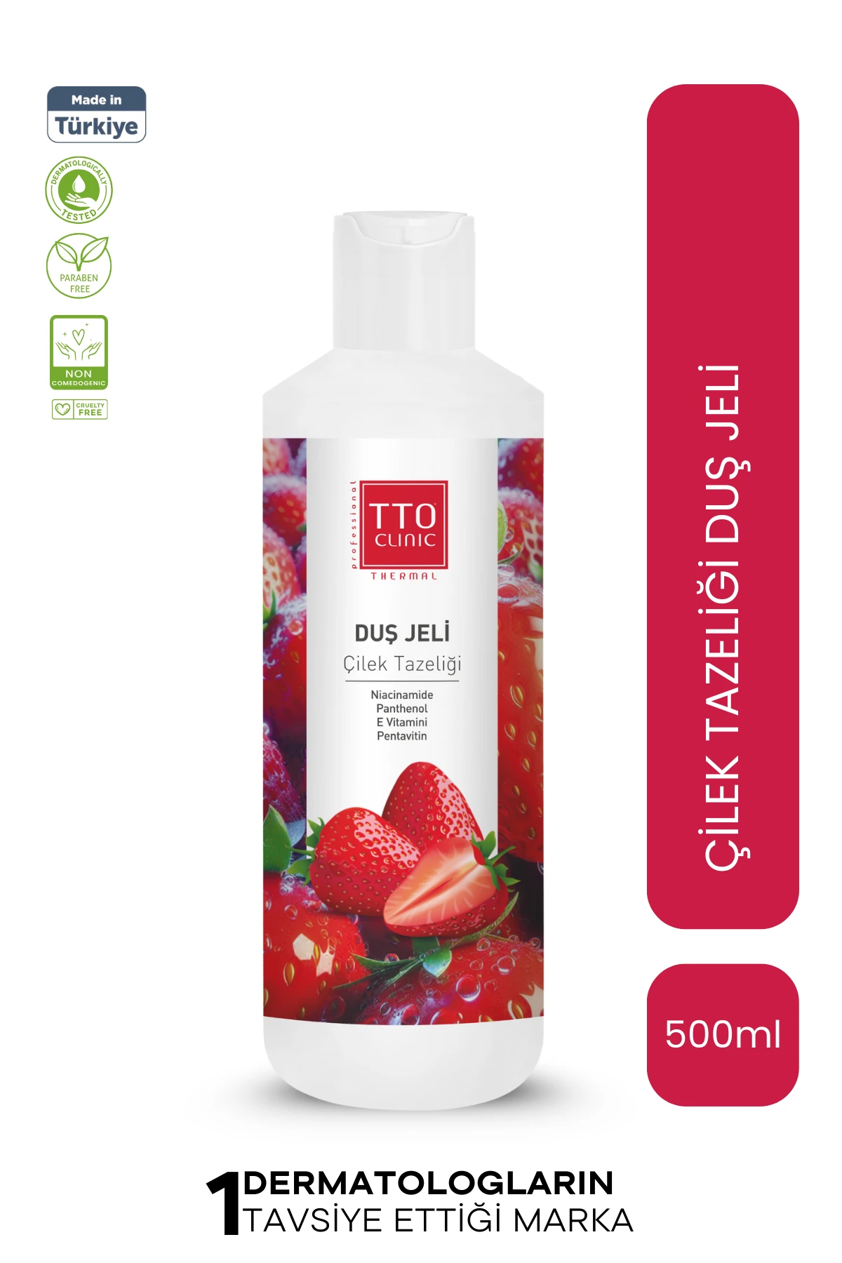 TTO CLINIC Duş Jeli Çilek Tazeliği 500 ml – Canlandırıcı & Nemlendirici Etki
