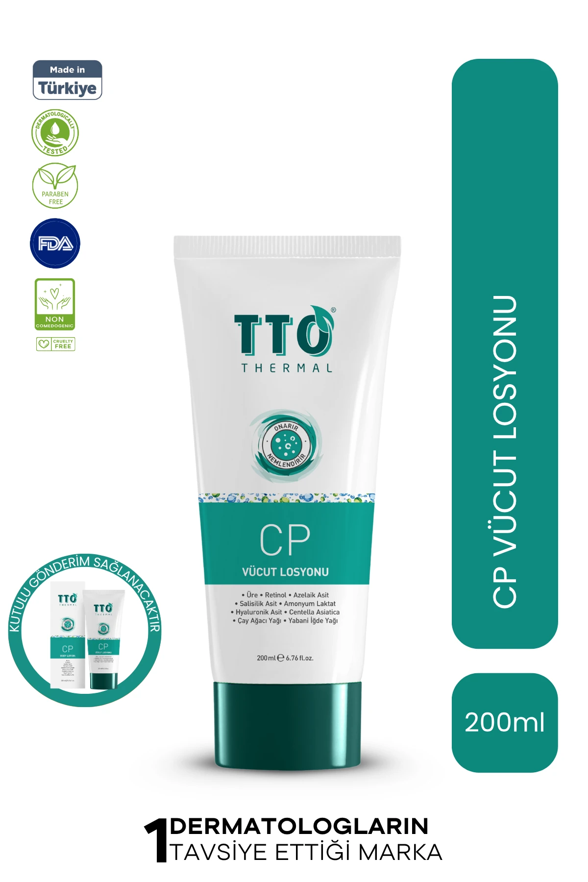 TTO Vücut Losyonu CP 200 ml – Pürüzsüzleştirici, Nemlendirici ve Cilt Yenileyici Bakım Losyonu