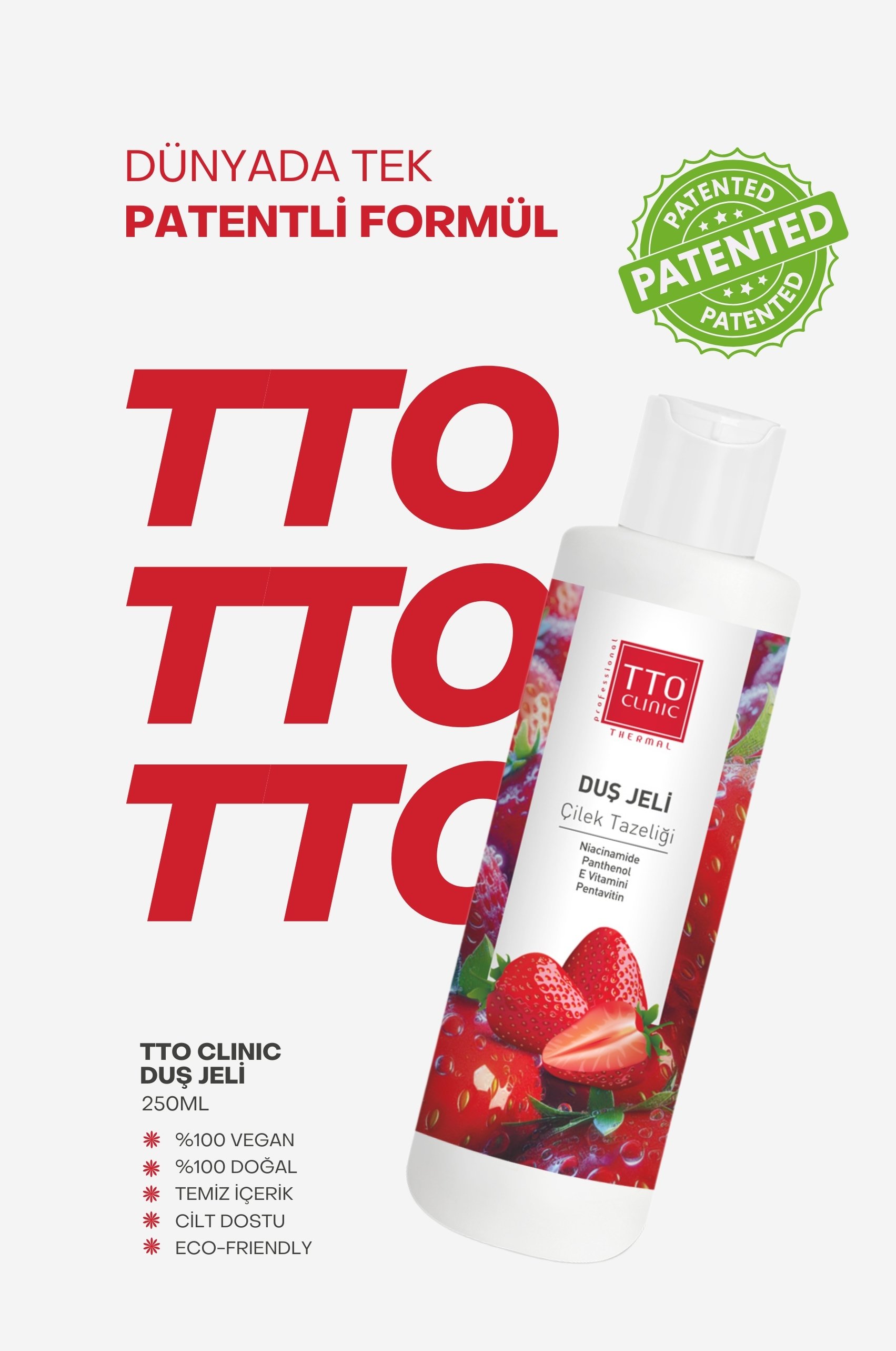 TTO Clinic Çilek Tazeliği Duş Jeli Panthenol İle Cildinizi Onarın 250 ml