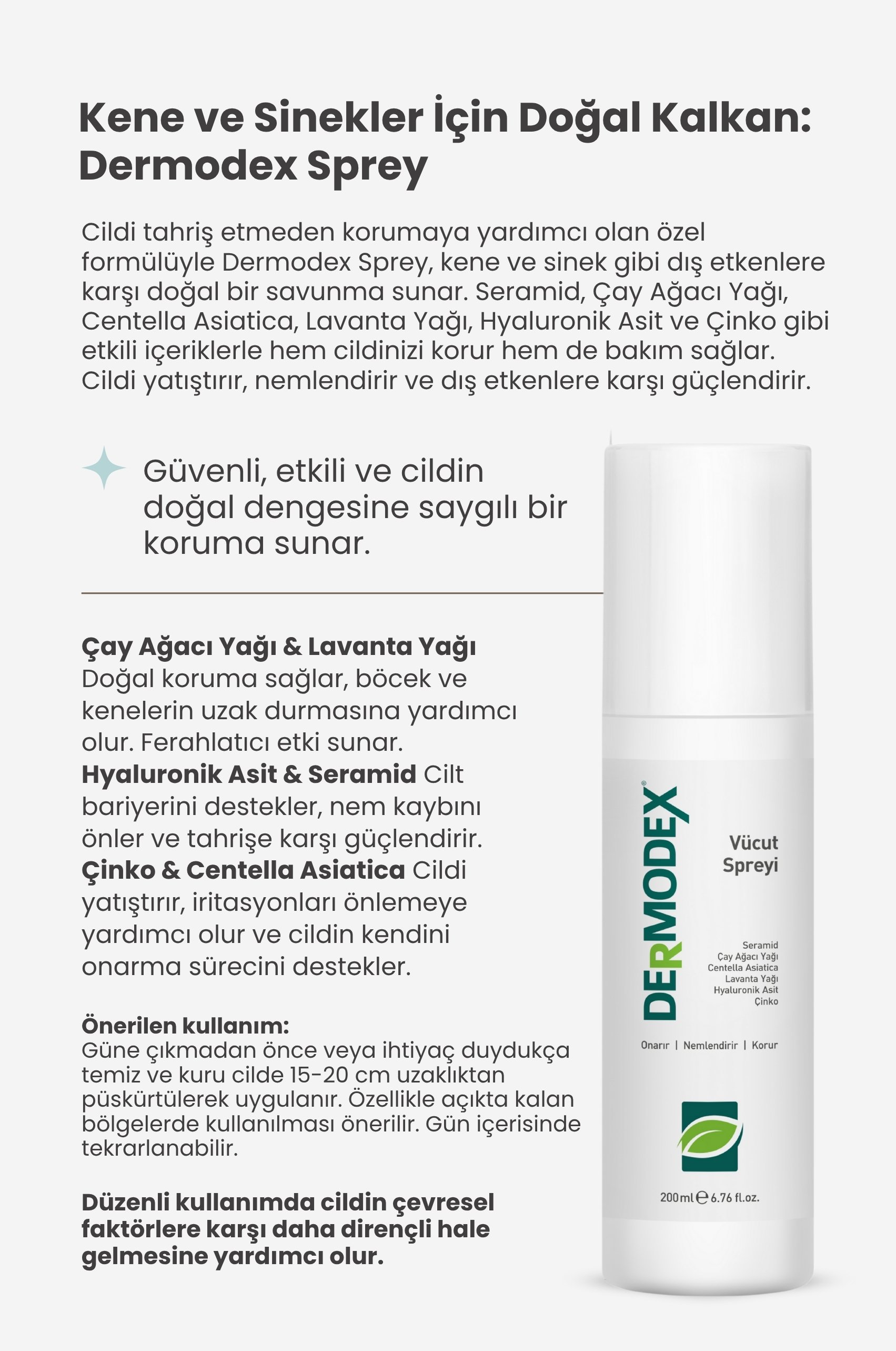TTO Dermodex Vücut Spreyi – Çay Ağacı Yağı & Salisilik Asit – 200 ml