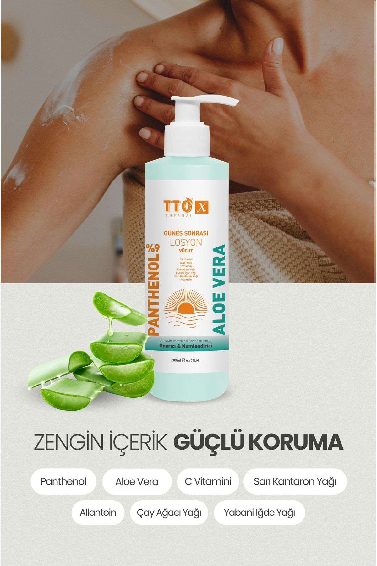 X Aloe Vera Losyon Güneş Sonrası Bakım, Nemlendirici, Ferahlatıcı, Yatıştırıcı 200 ml