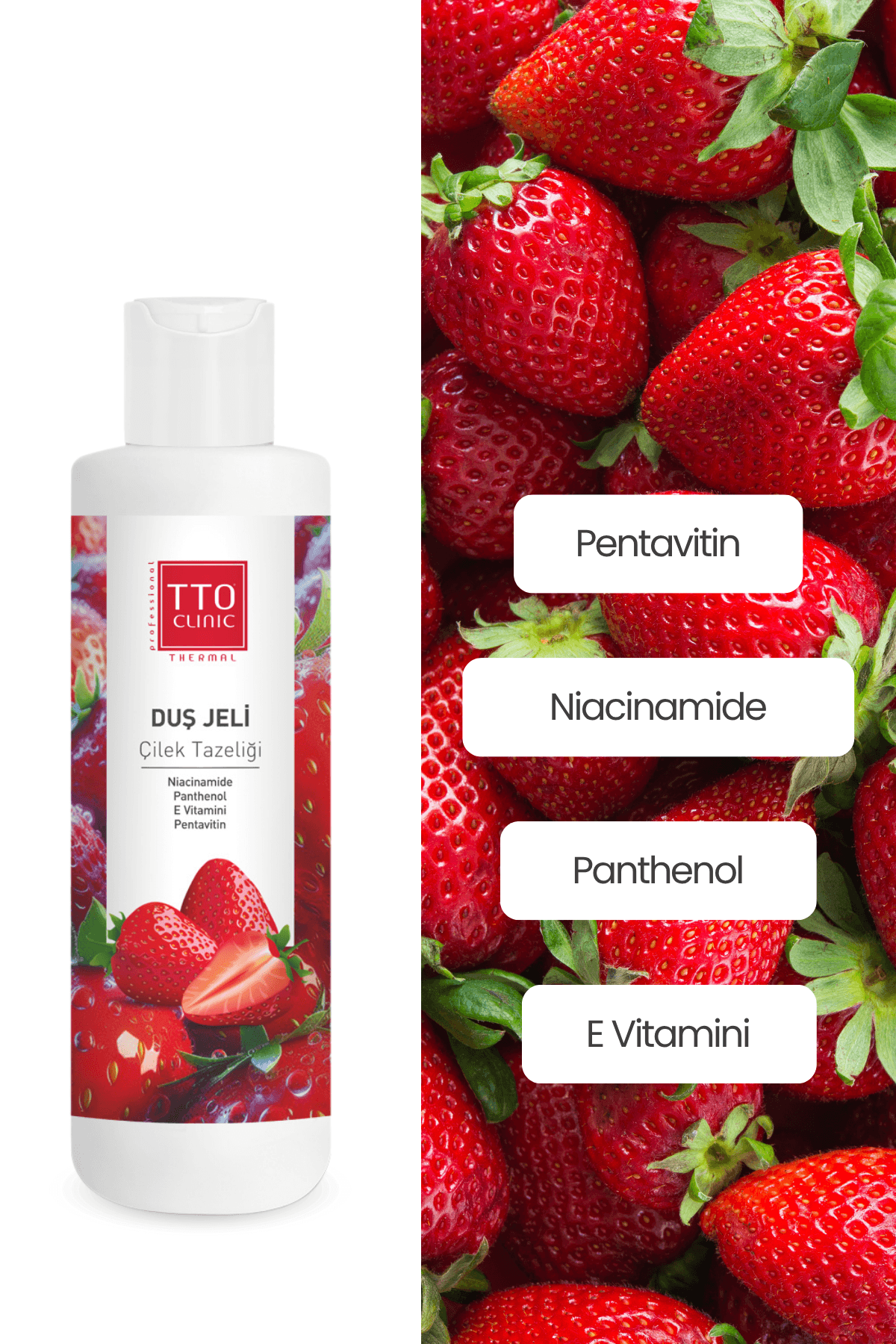 TTO CLINIC Duş Jeli Çilek Tazeliği 500 ml – Canlandırıcı & Nemlendirici Etki