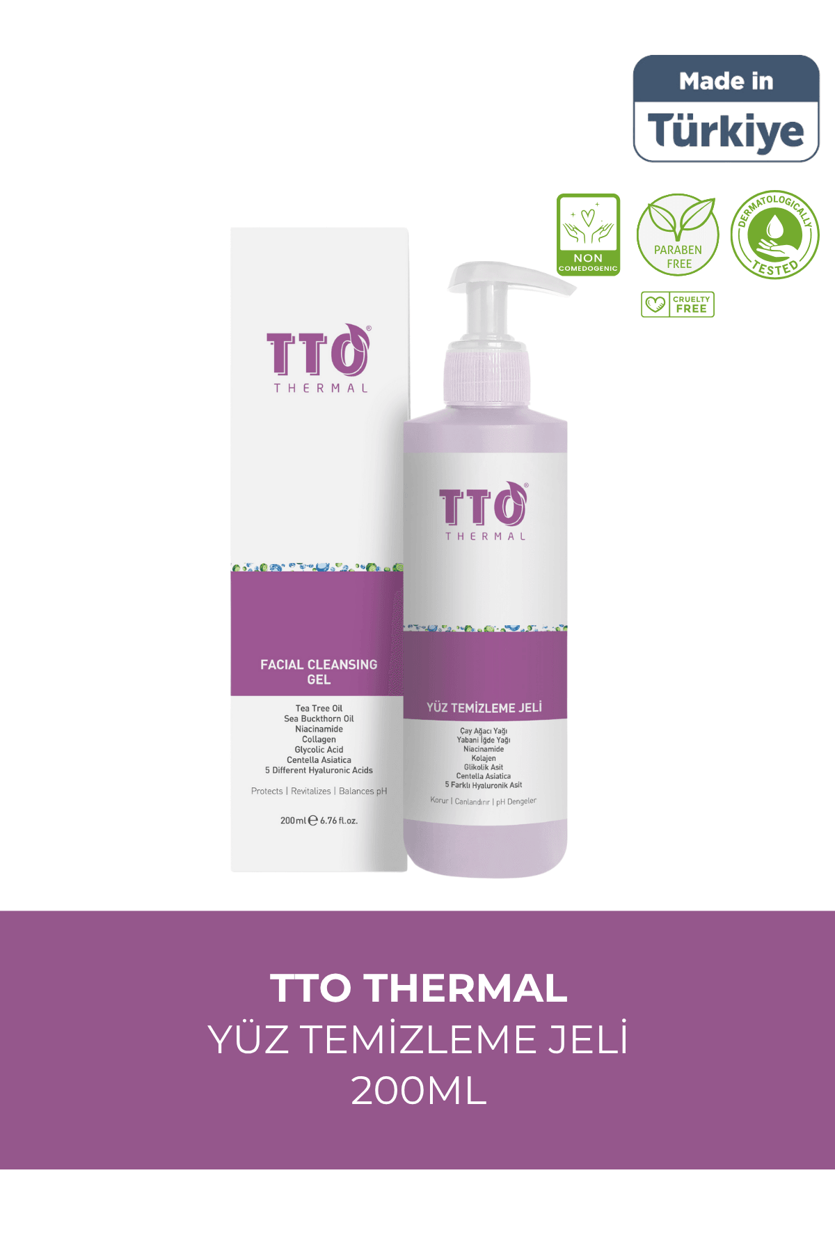 TTO Yüz Temizleme Jeli 200 ml Normal, Akneli, Rozalı Ciltlerde (Çay Ağacı Yağı / Tea Tree Oıl)