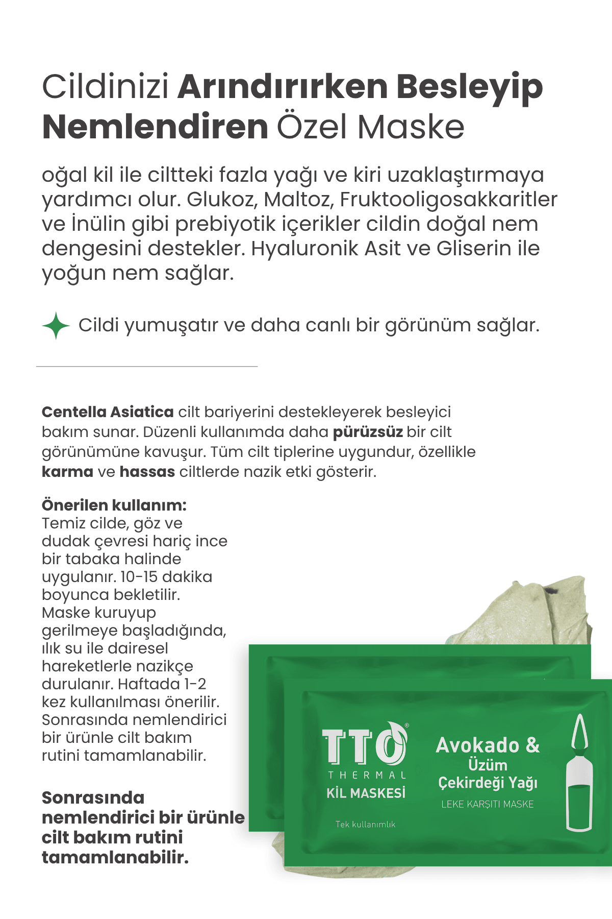 TTO THERMAL Avokado ve Üzüm Çekirdeği Yağ İçeren Kil Maskesi