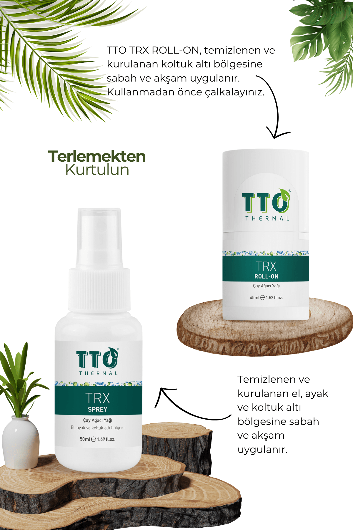 TTO Trx Sprey Ve Roll-on Paketi Terleme Önleyici(ÇAY AĞACI YAĞI / TEA TREE OIL)
