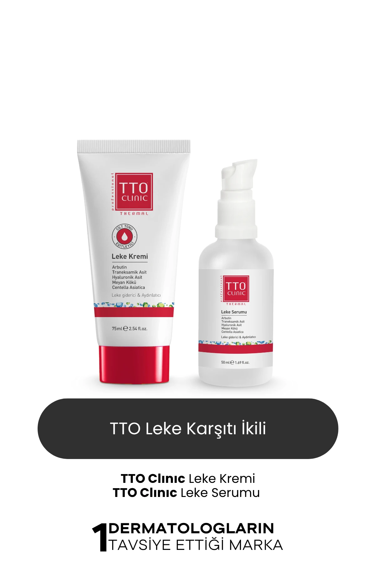 TTO Clinic Leke Kremi 75 ml + Leke Serumu 50 ml – Aydınlatıcı ve Onarıcı Bakım Seti