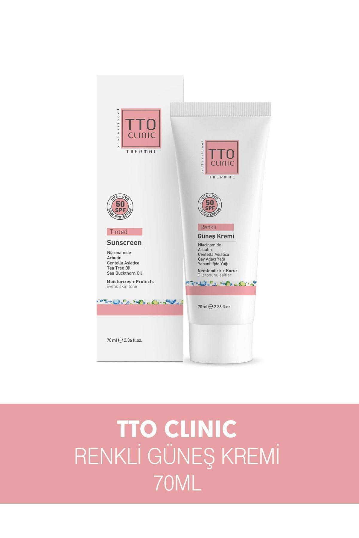 TTO CLINIC Renkli Güneş Koruyucu Krem 50 SPF 70 ML