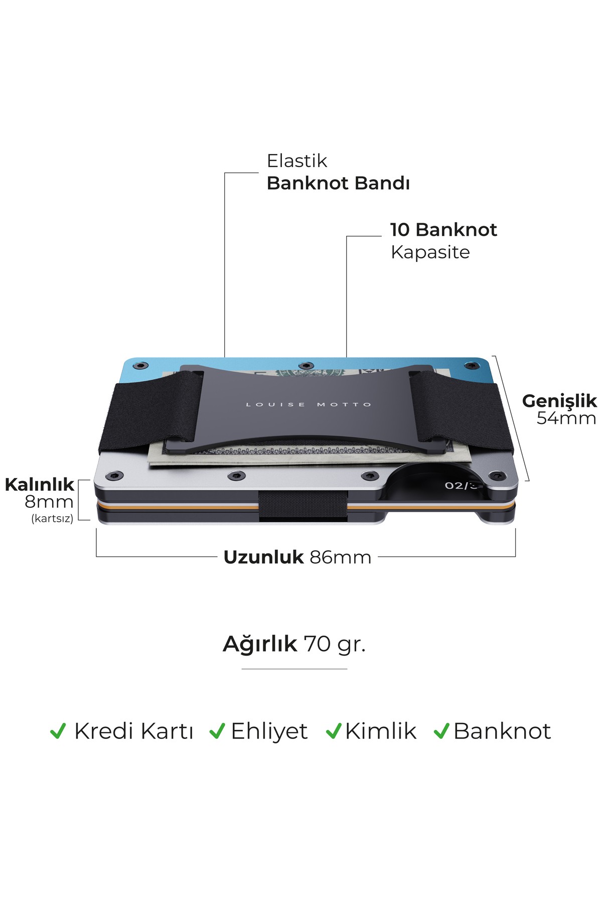 CardX - Burnt, Sandstorm, Beach - Straps - Yeni Nesil Minimalist Metal Cüzdan, Kartlık - Rfid , Kadın Erkek