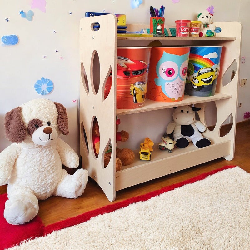 Montessori Ahşap Kitap ve Oyuncak Düzenleyici