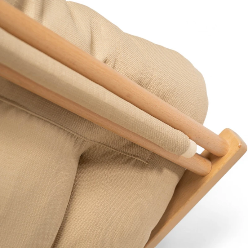 Katlanır Ahşap Şezlong Sandalye Bej