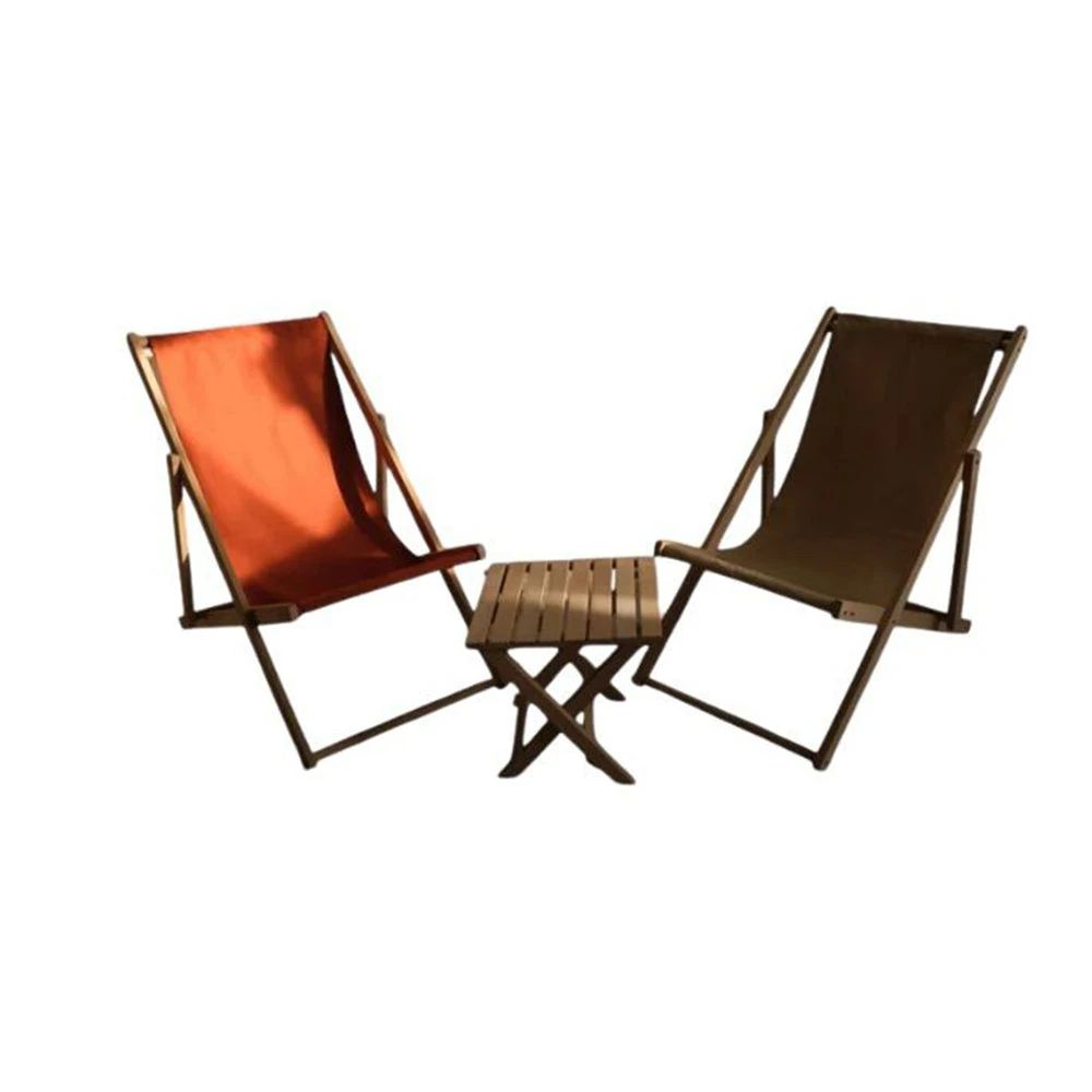 Katlanır Ahşap Şezlong Sandalye Seti