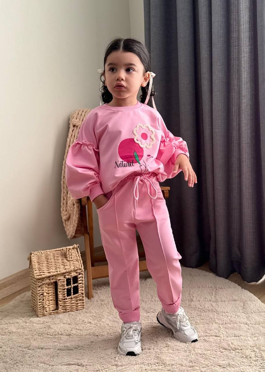 Natürel işleme pembe 2li takım