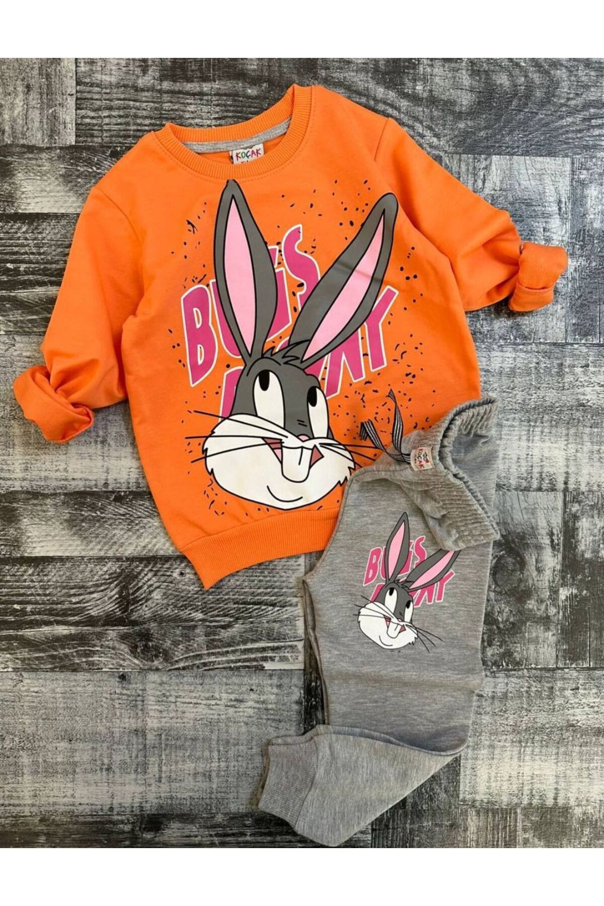 Bugs Bunny baskılı unisex çocuk takım