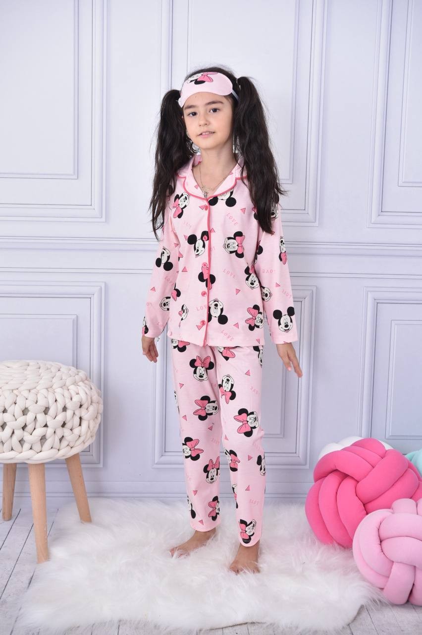 Minnie mouse desenli gözbandı hediyeli pijama takımı