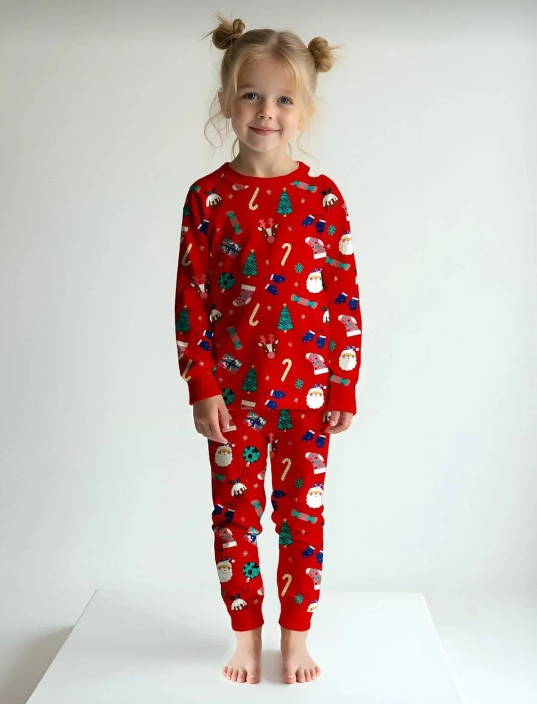 Yılbaşı temalı noel baskılı unisex pijama takımı