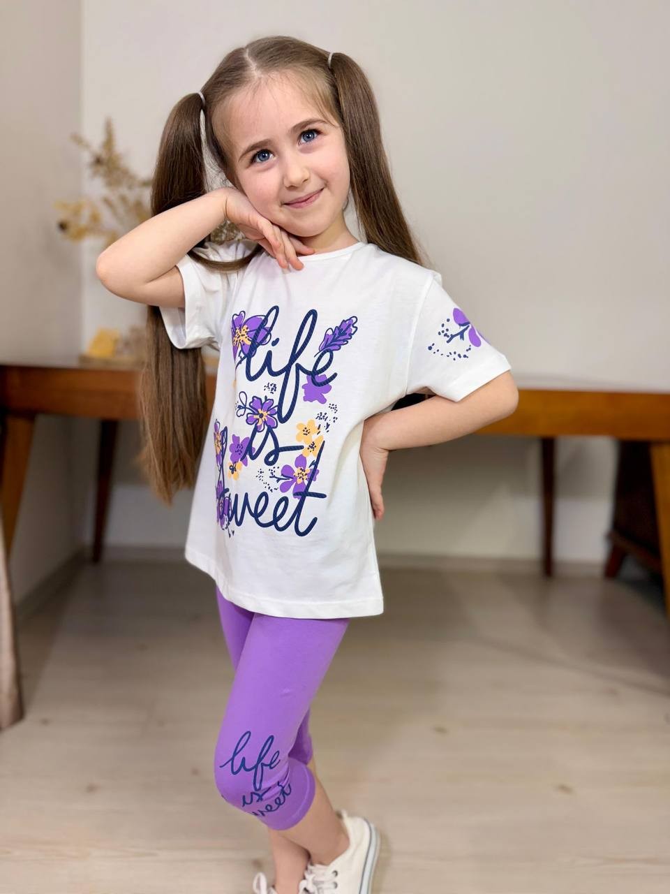 Life is sweet lila çiçekli takım