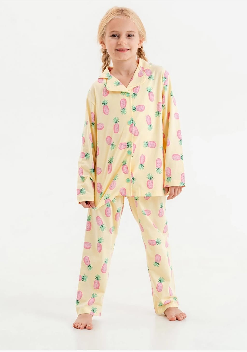 Ananas desenli kız çocuk pijama takımı