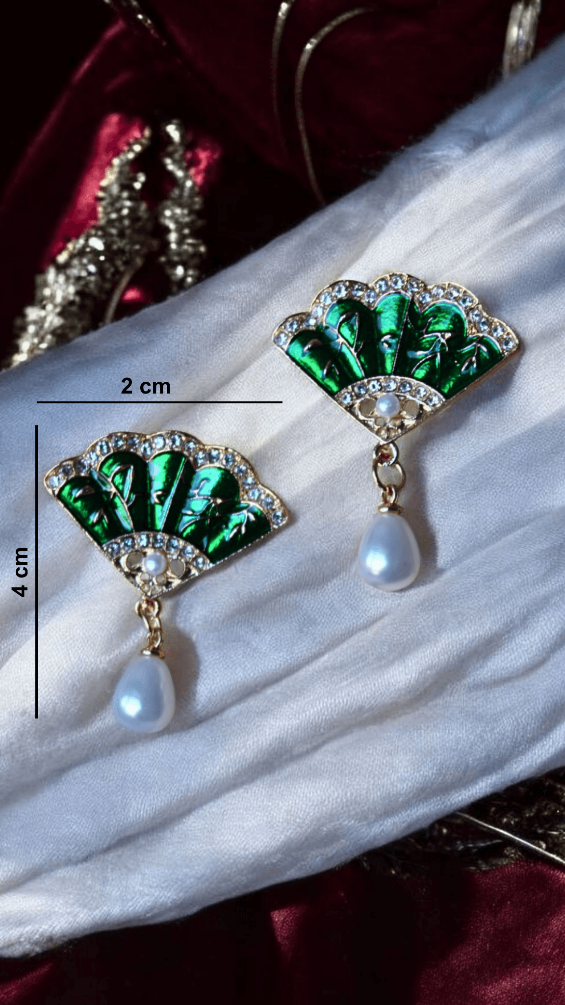Vintage İnci Sallantılı Yelpaze Küpe