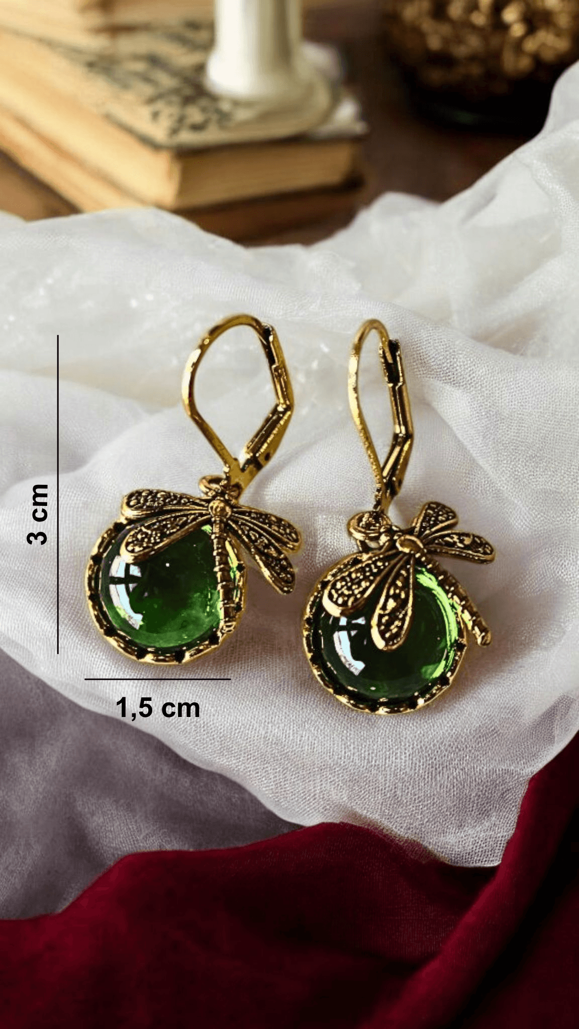Vintage Yeşil Yusufçuk Küpe