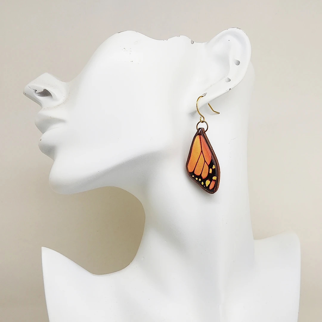 Turuncu Kelebek Kanadı Küpe