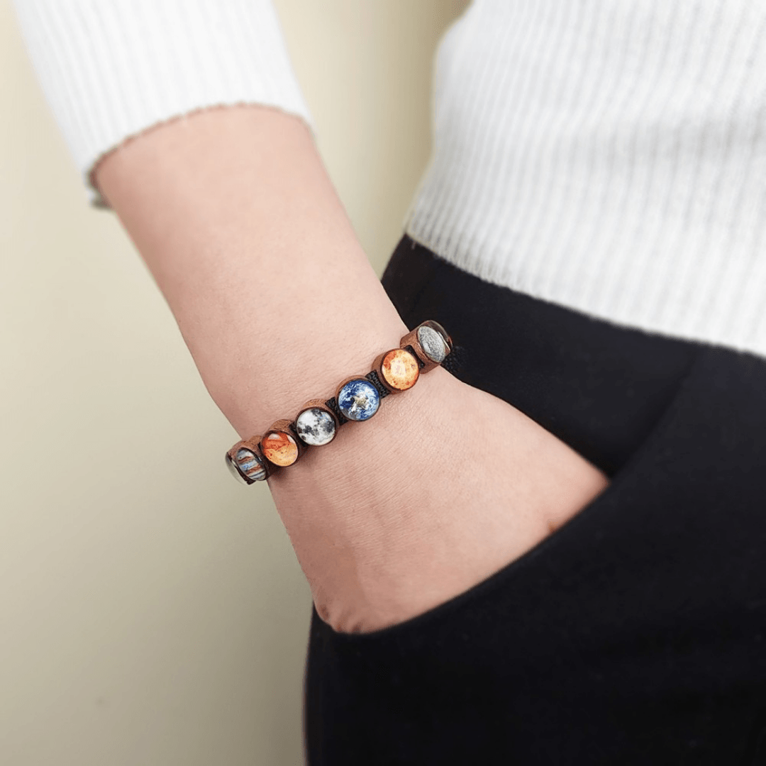 Güneş Sistemi Bileklik (Unisex Ayarlanabilir Dokuma Kordonlu)