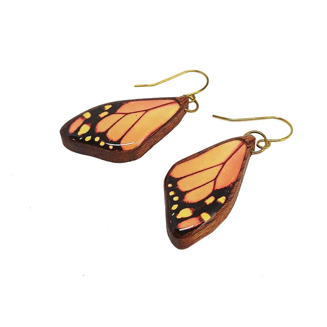 Turuncu Kelebek Kanadı Küpe