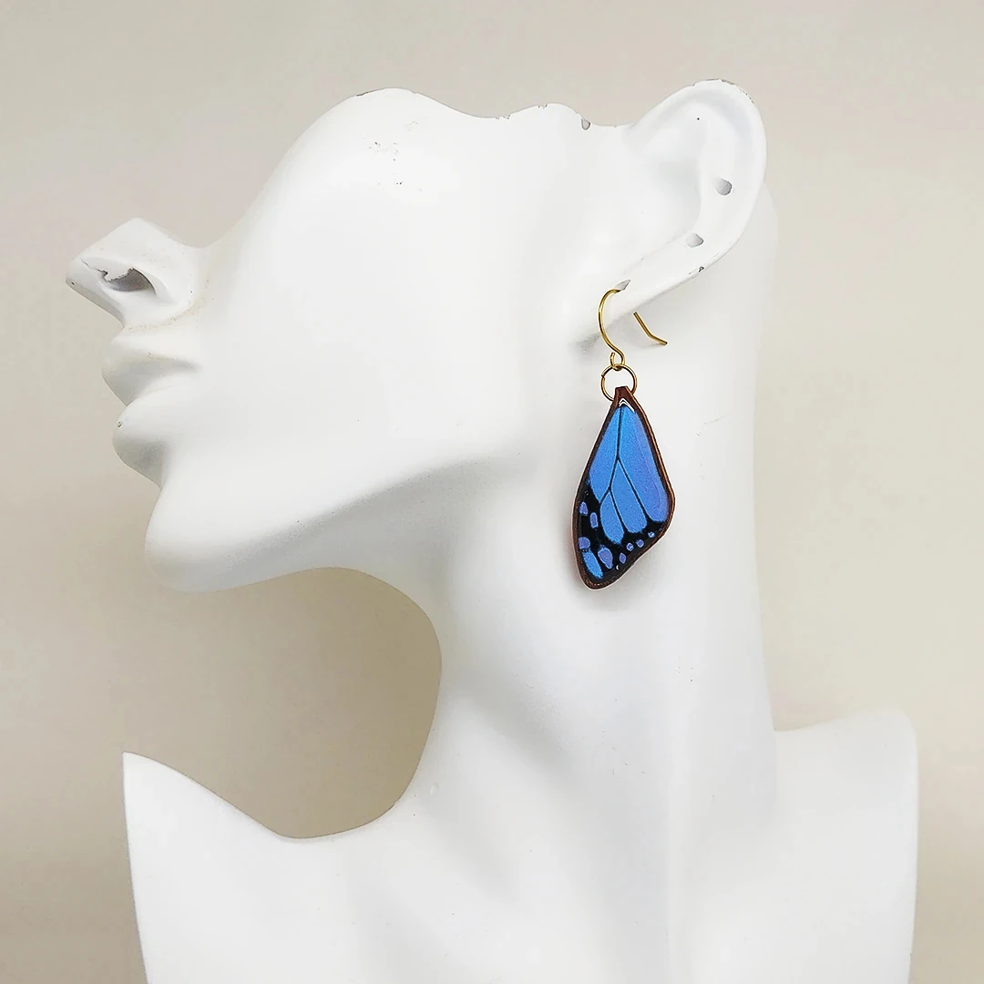 Mavi Kelebek Kanadı Küpe