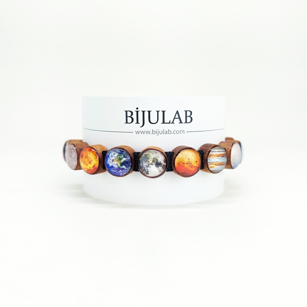 Güneş Sistemi Bileklik (Unisex Ayarlanabilir Dokuma Kordonlu)
