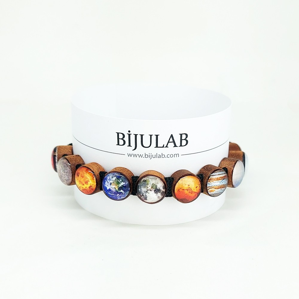 Güneş Sistemi Bileklik (Unisex Ayarlanabilir Dokuma Kordonlu)