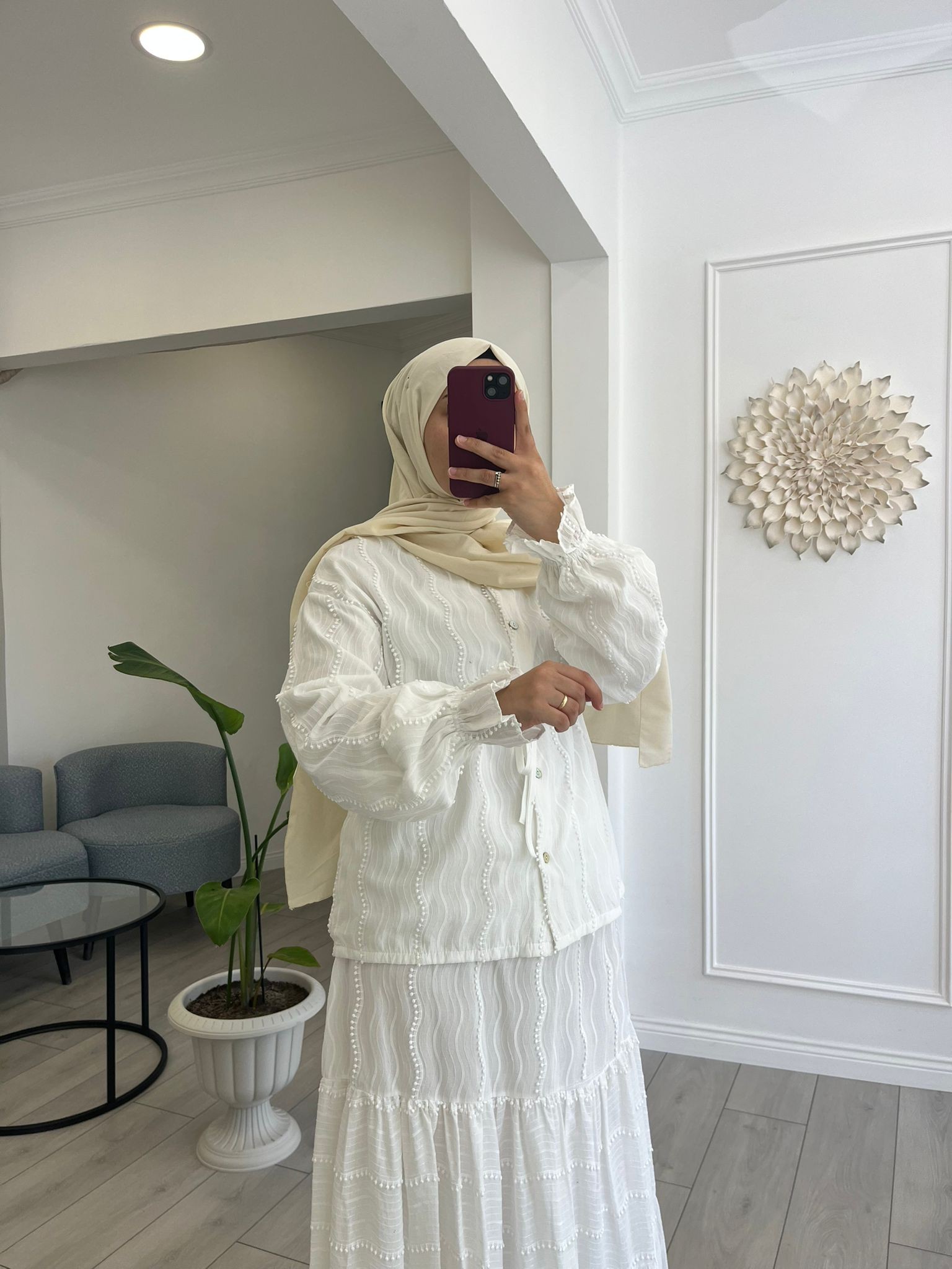 Ponpon Detaylı Belden Bağlamalı Etekli Takım
