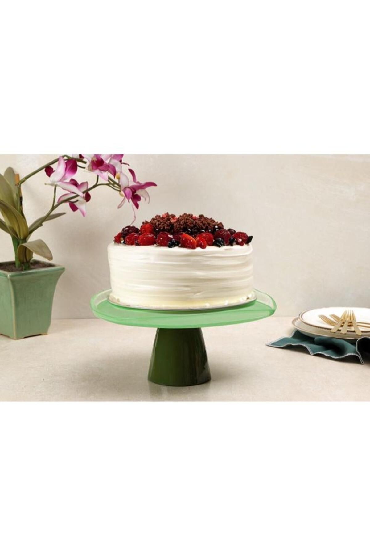 04fıa002605 Ripple Ayaklı Tabak 28 Cm Yeşil