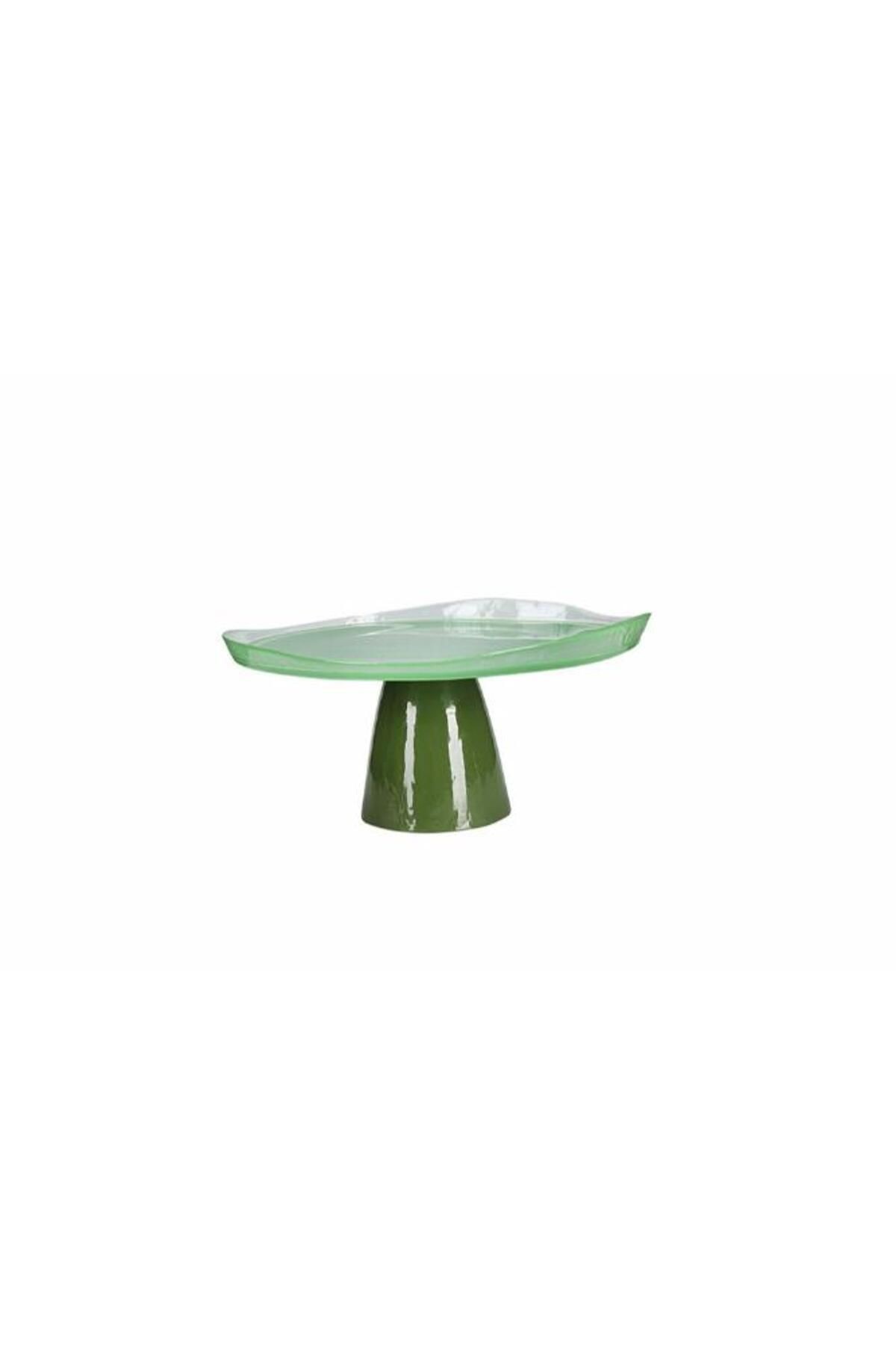 04fıa002605 Ripple Ayaklı Tabak 28 Cm Yeşil