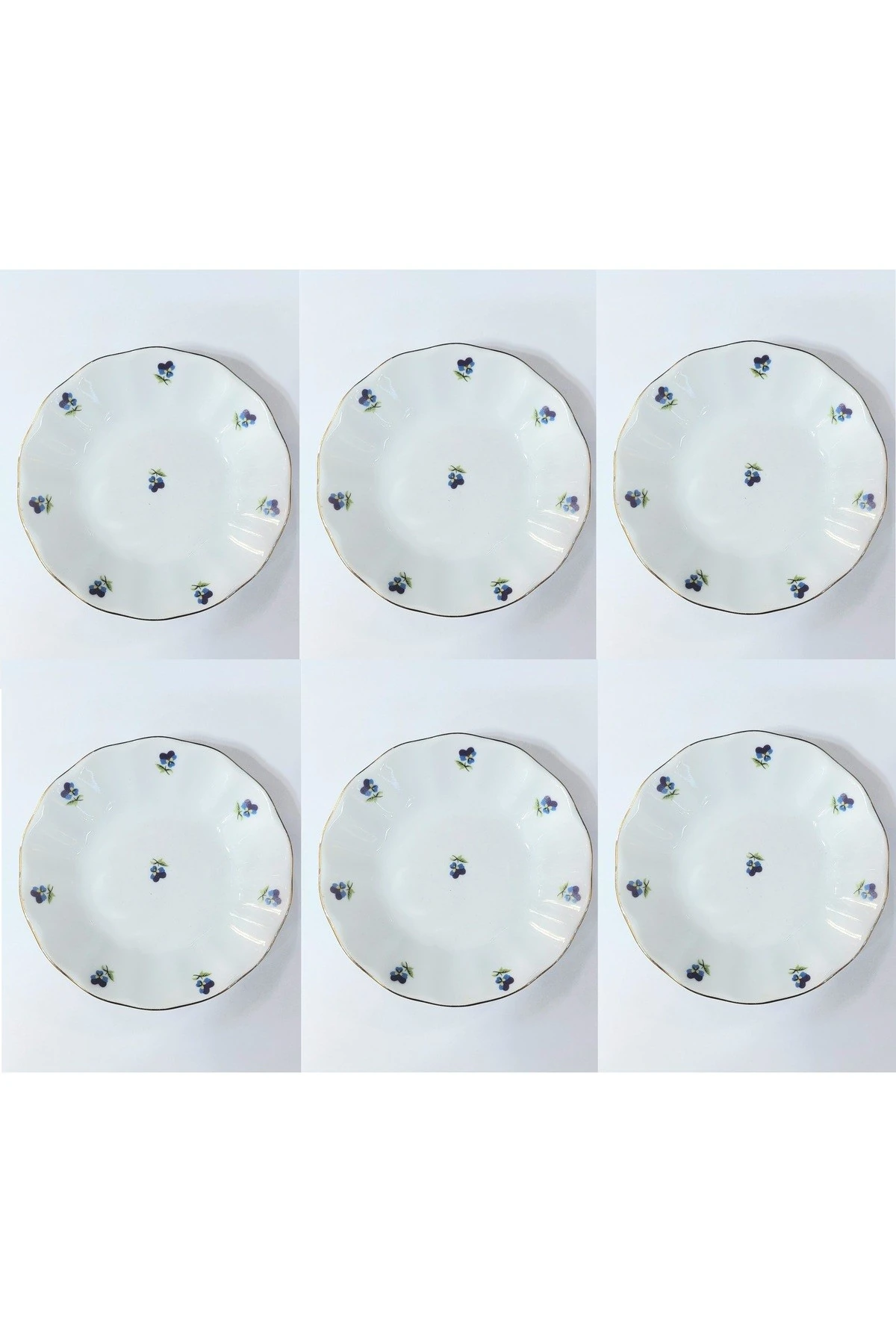 Porselen Mavi Hercai 12li Çay Tabağı