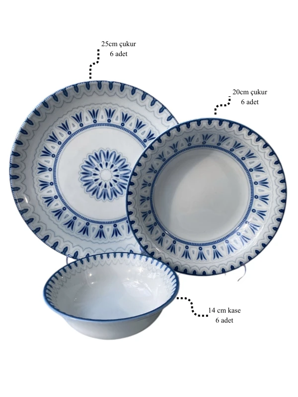 18 Parça 6 Kişiik Yemek Takımı