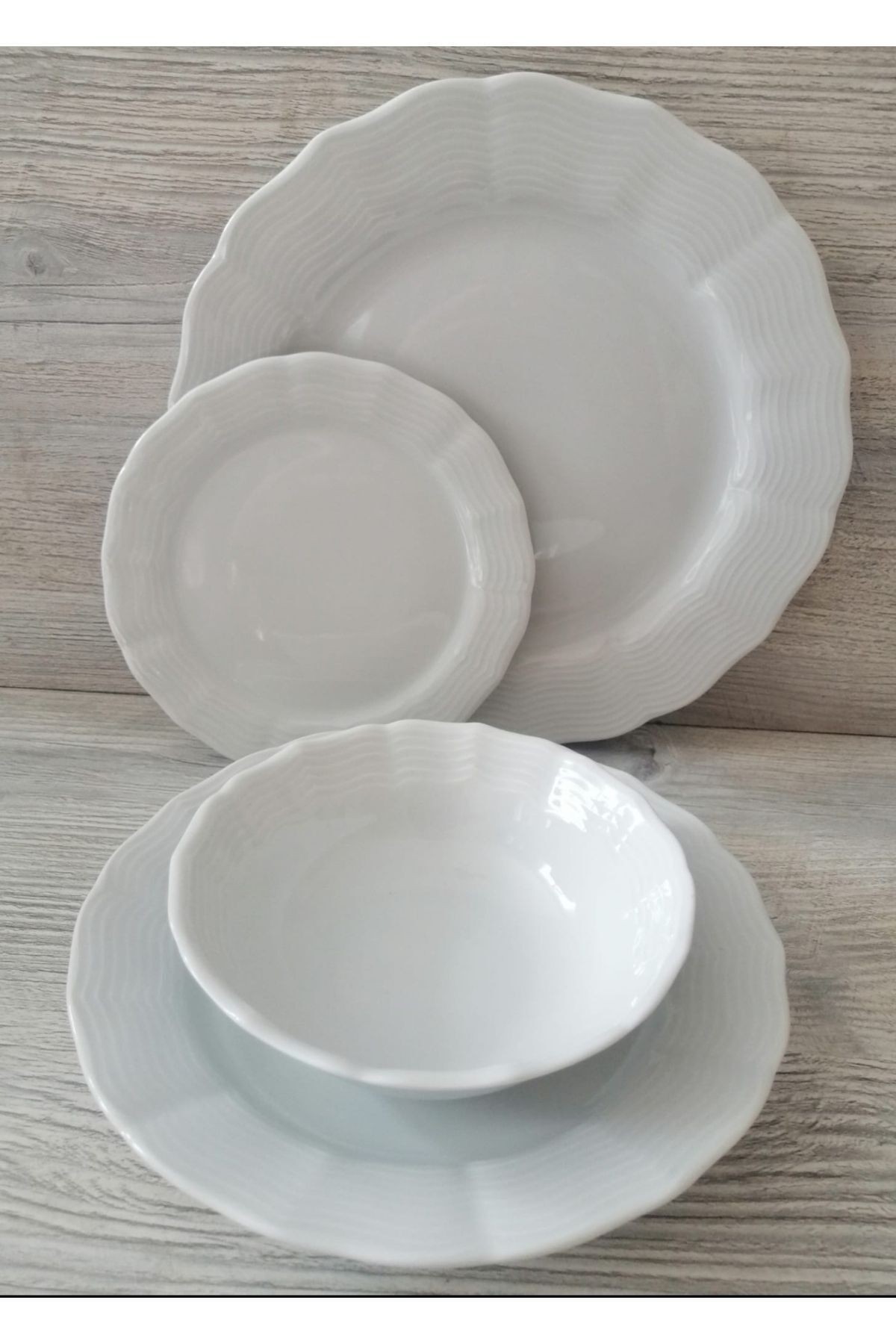 WAVY Beyaz 24 parça 6 kişilik porselen yemek takımı