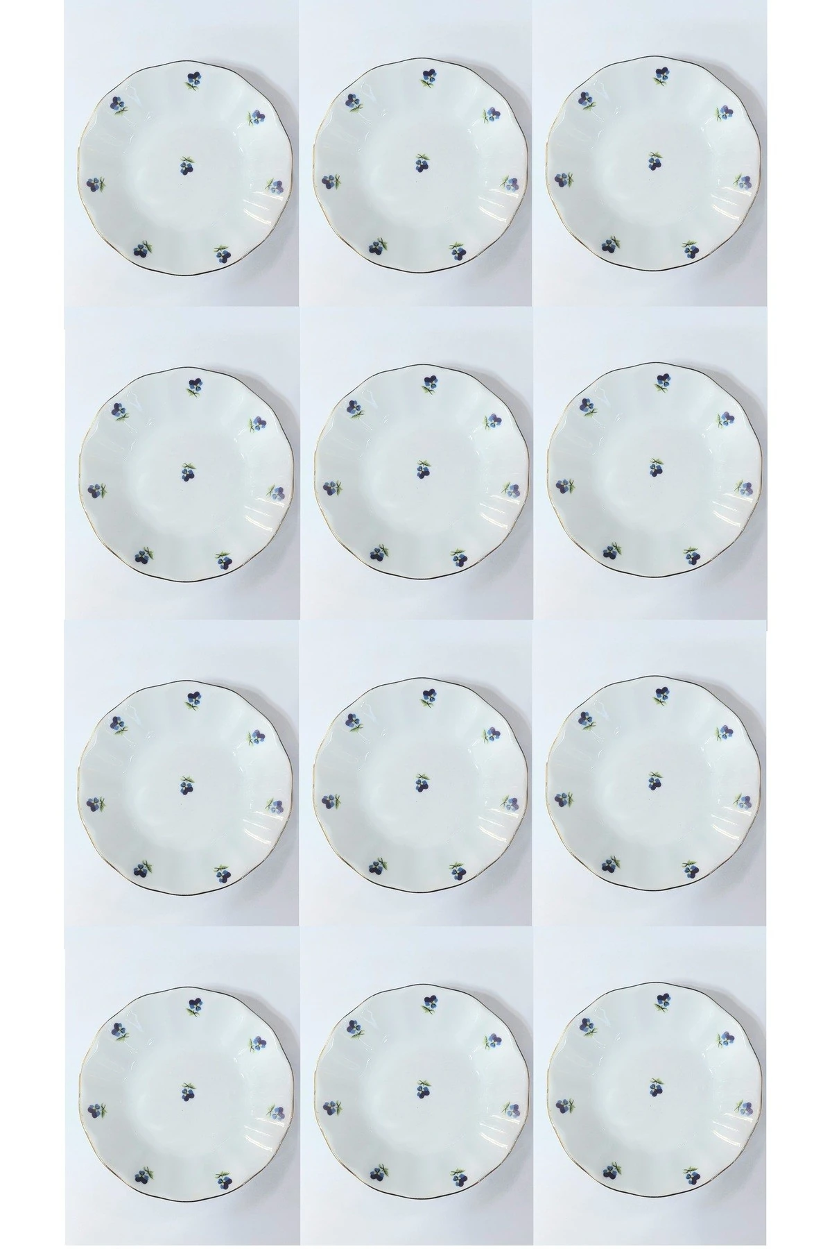 Porselen Mavi Hercai 12li Çay Tabağı