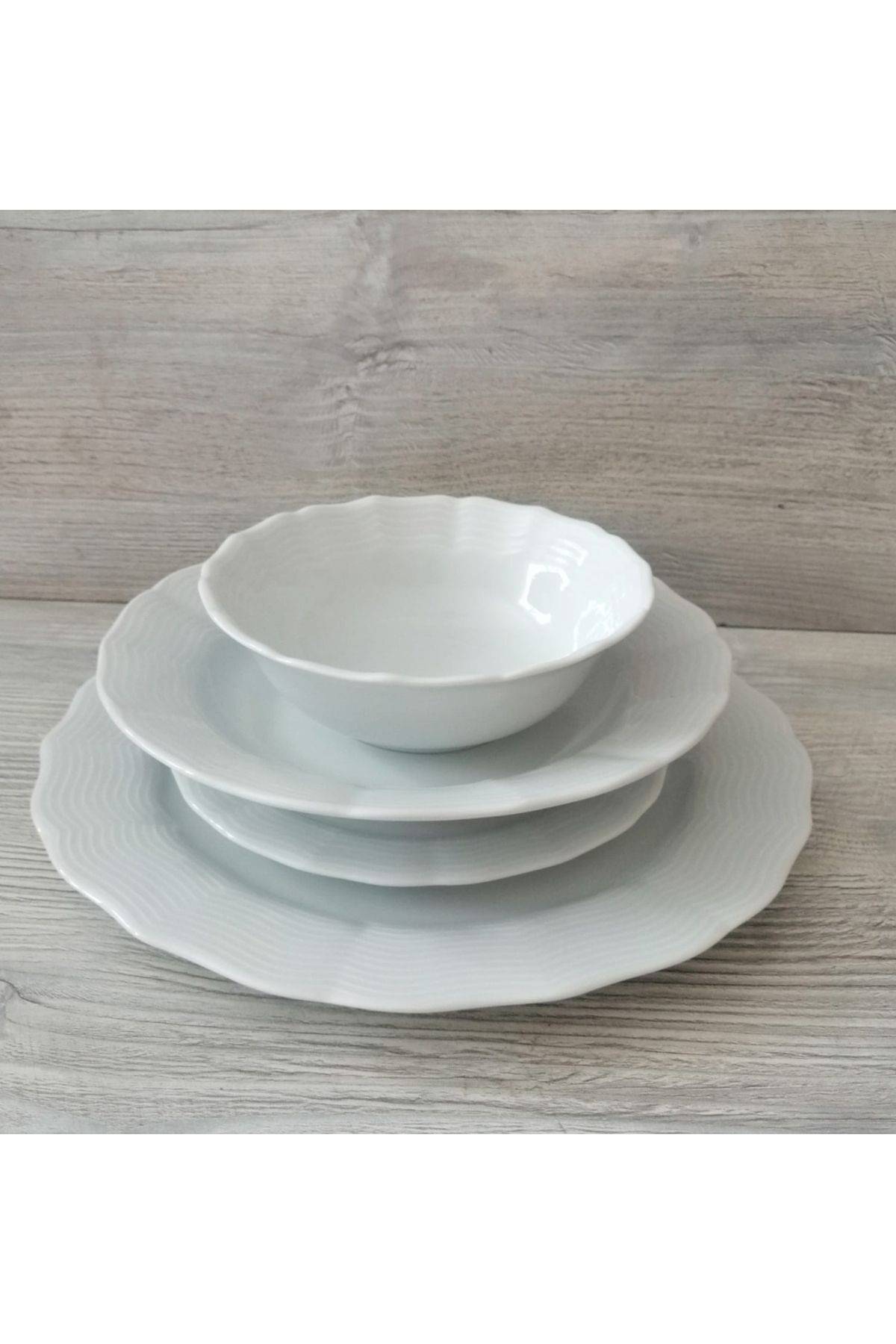 WAVY Beyaz 24 parça 6 kişilik porselen yemek takımı