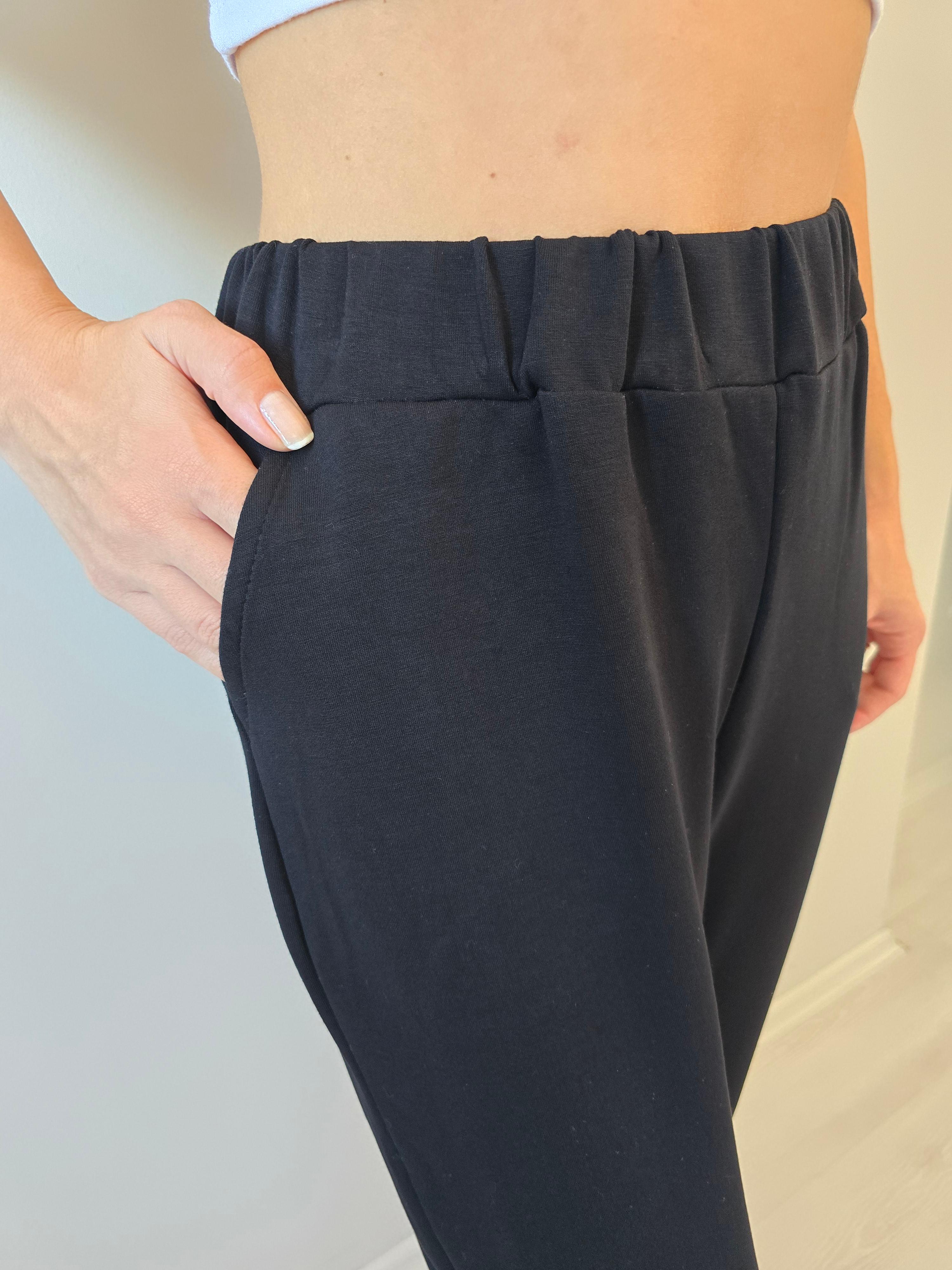 Chic Pant - Cepli Lastikli Paça Pantolon - Siyah