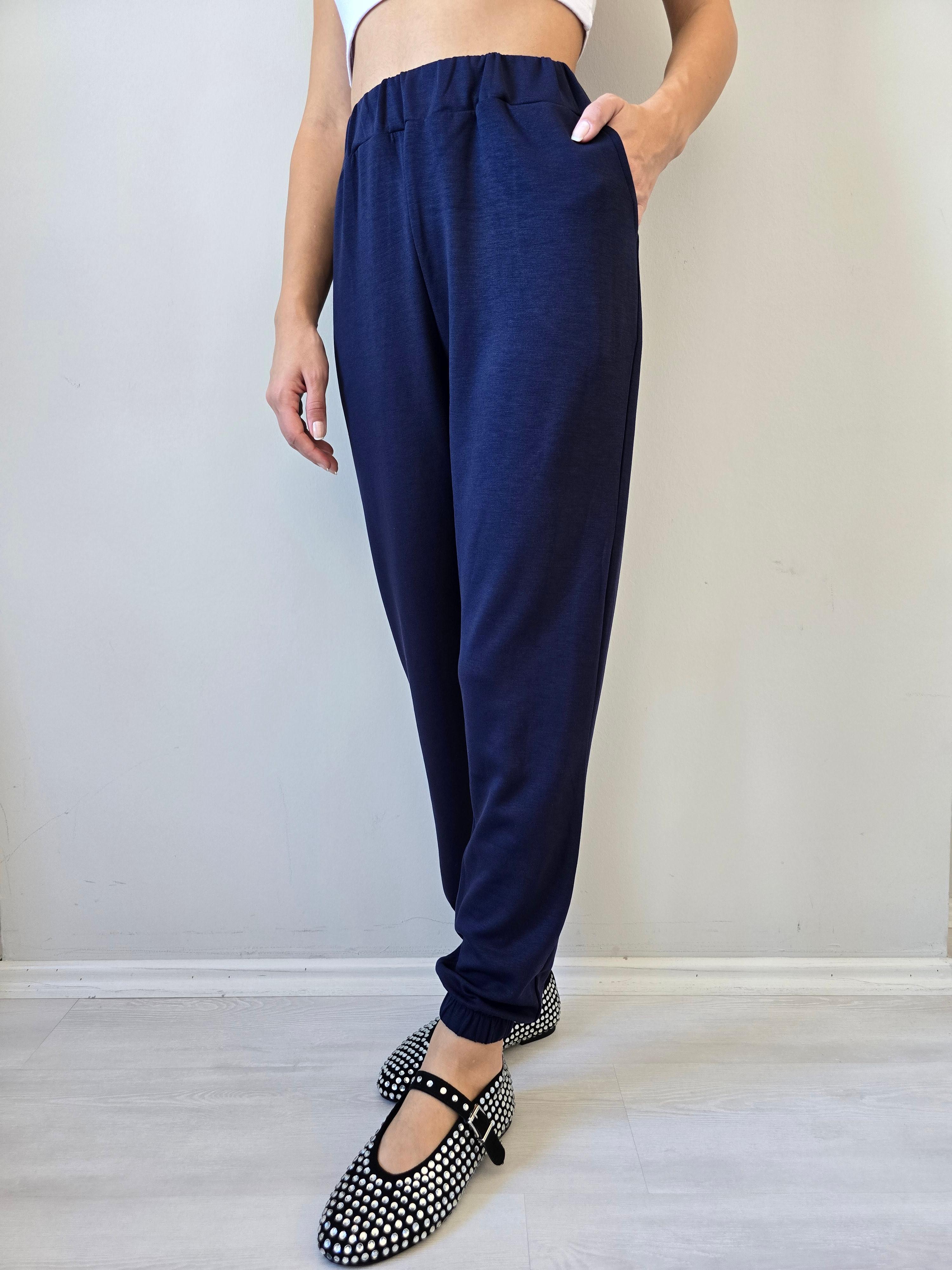 Chic Pant - Cepli Lastikli Paça Pantolon - Lacivert