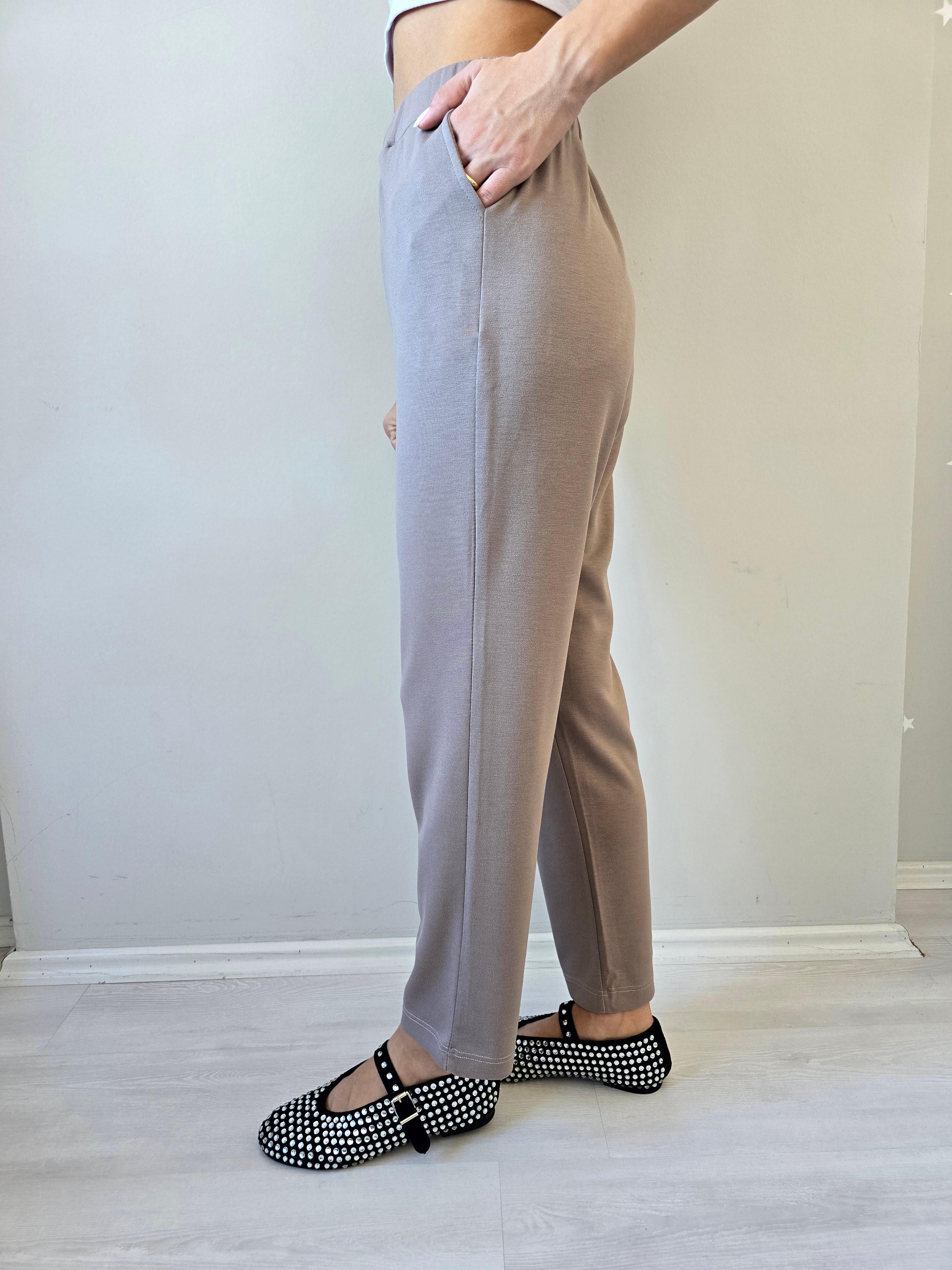 Splendor Pant - Cepli Düz Paça Pantolon - Vizon