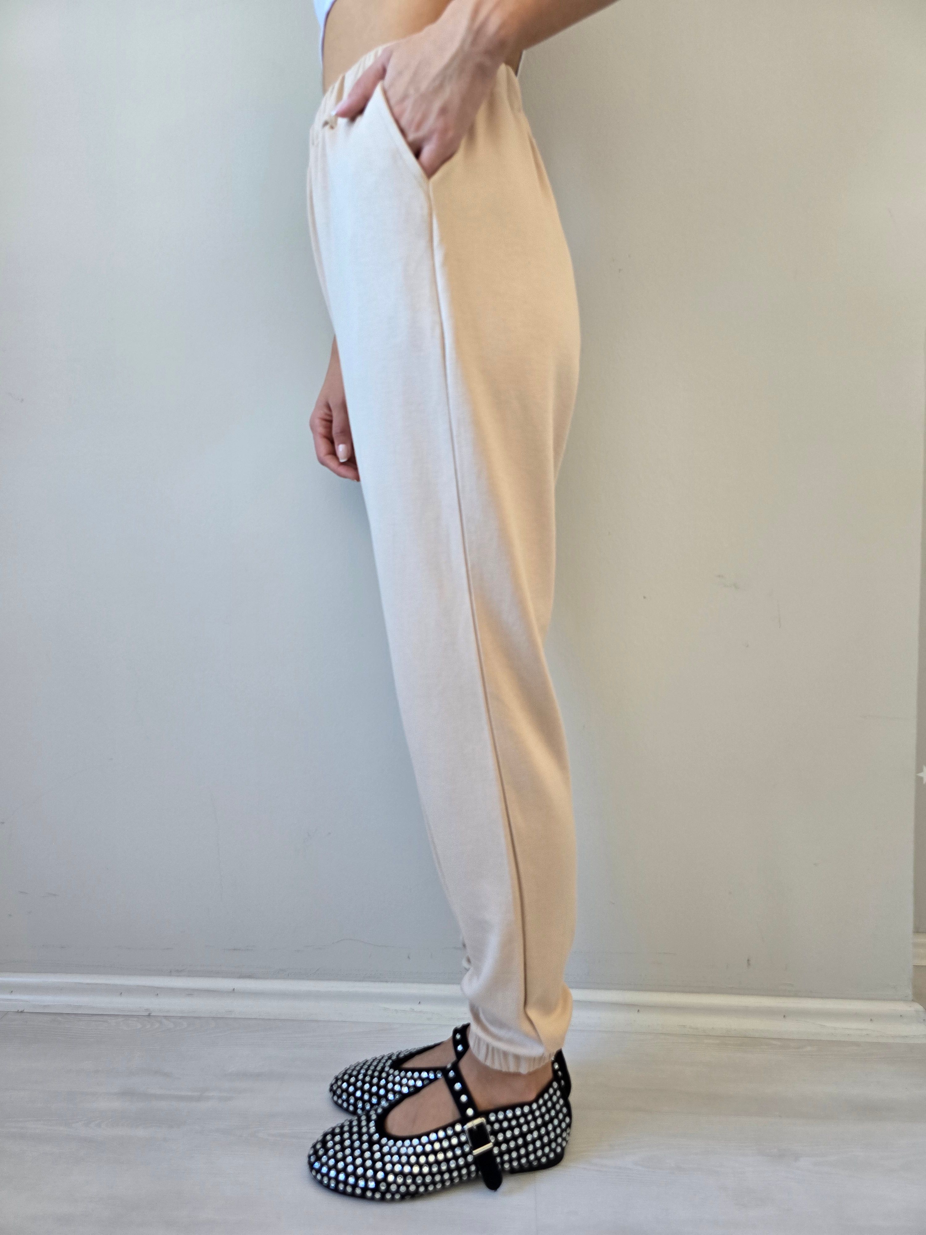 Chic Pant - Cepli Lastikli Paça Pantolon - Taş Rengi