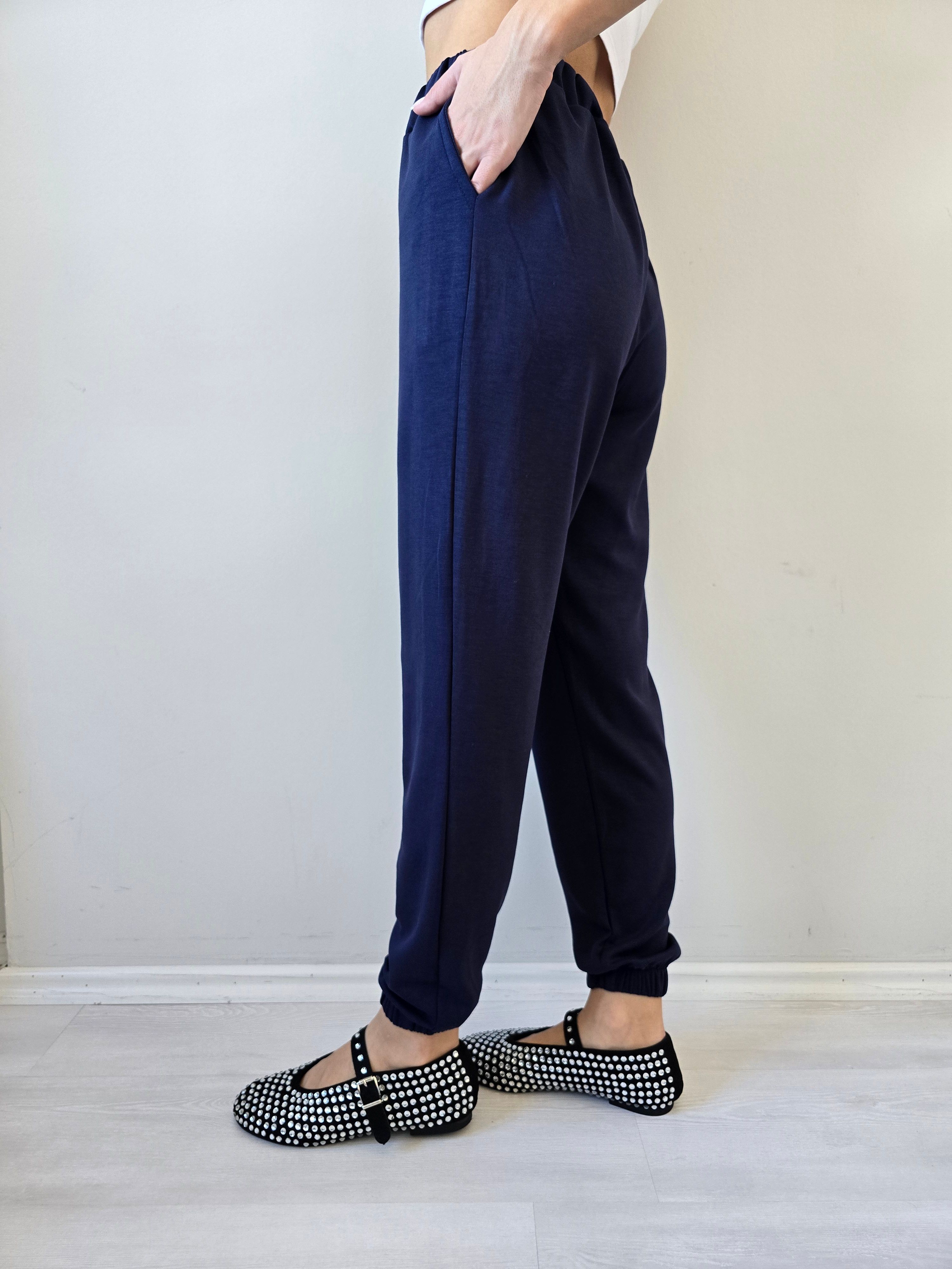 Chic Pant - Cepli Lastikli Paça Pantolon - Lacivert