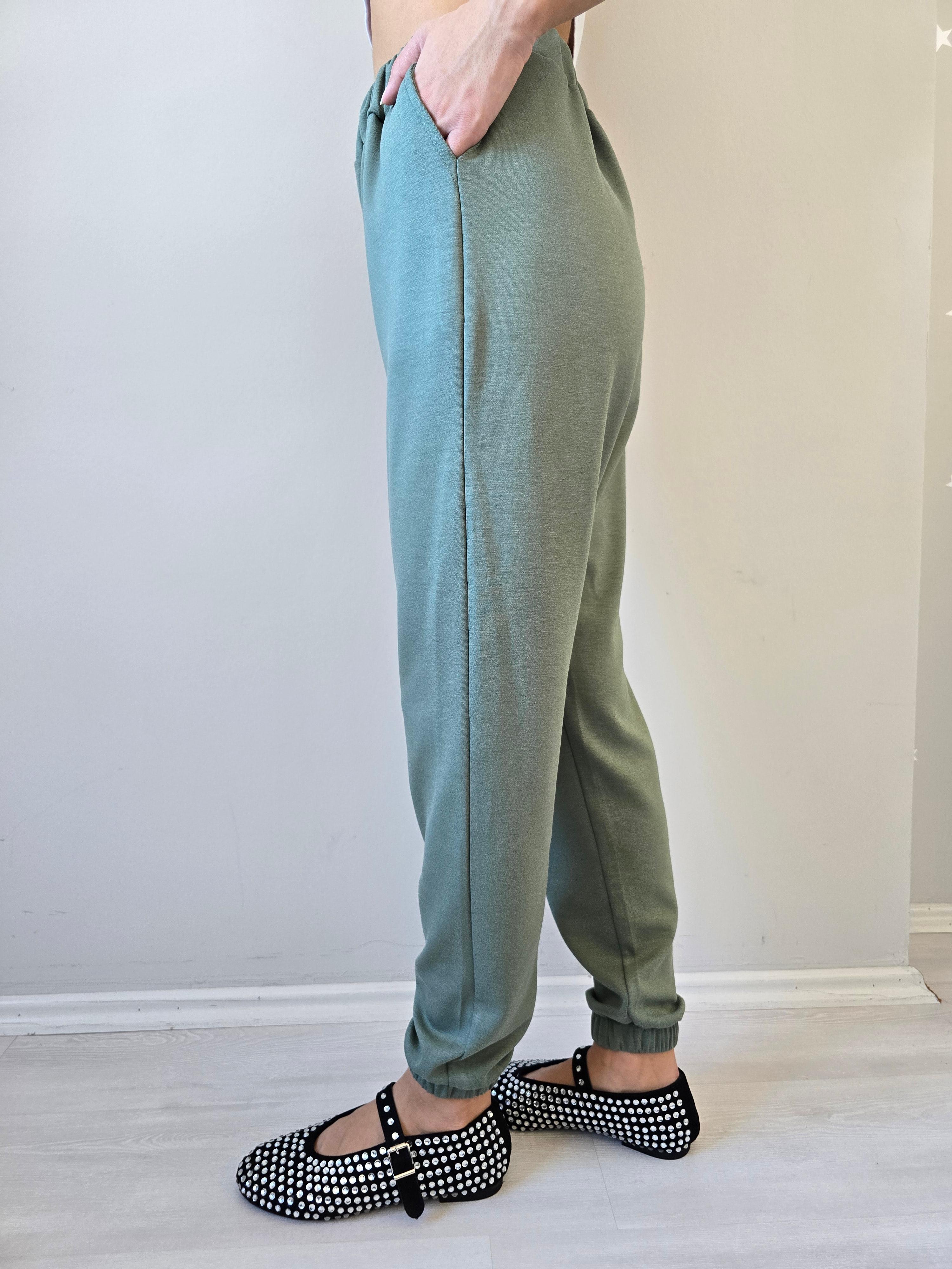 Chic Pant - Cepli Lastikli Paça Pantolon - Çağla Yeşili