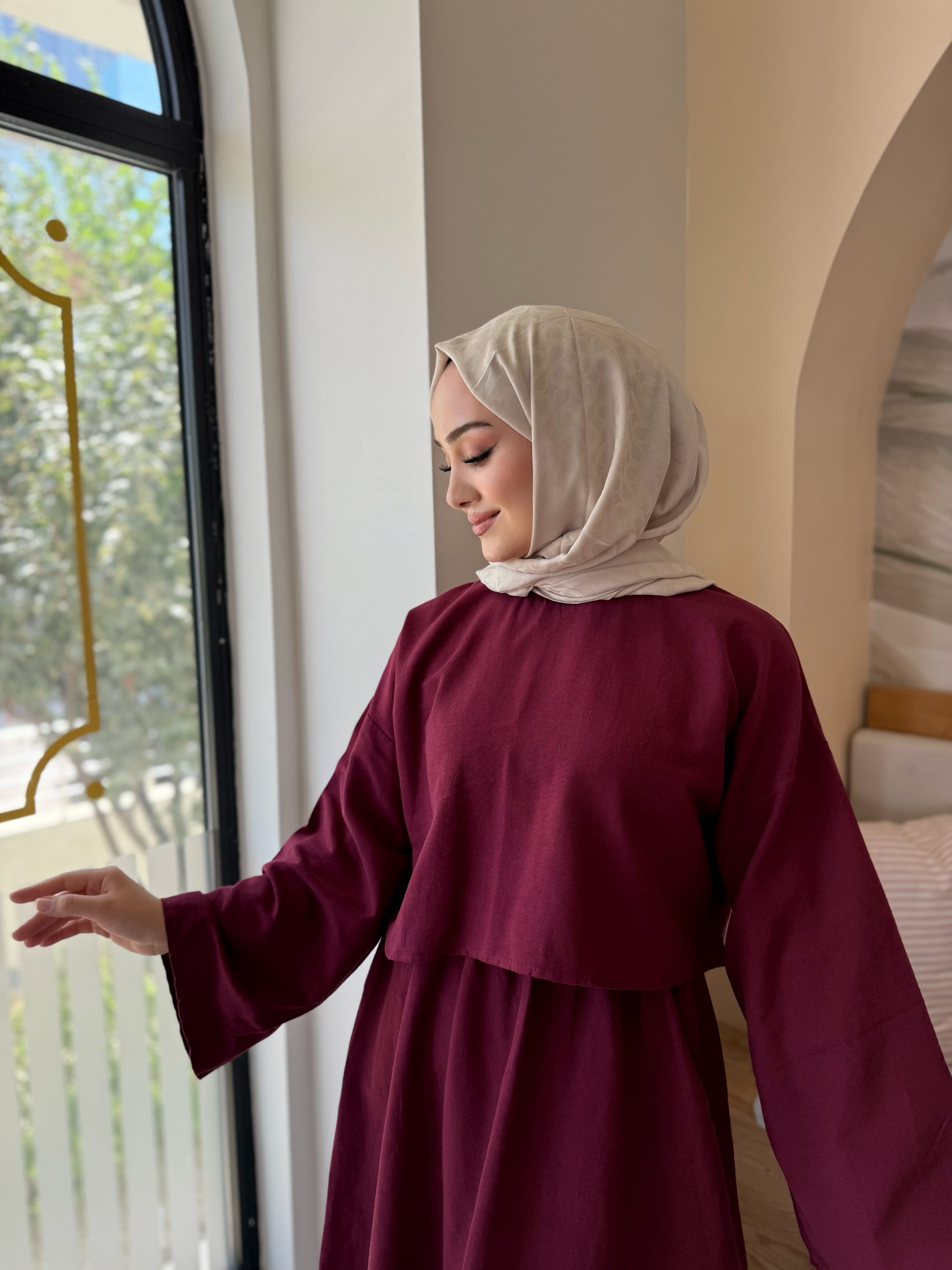 Bordo Liris Keten Takım 