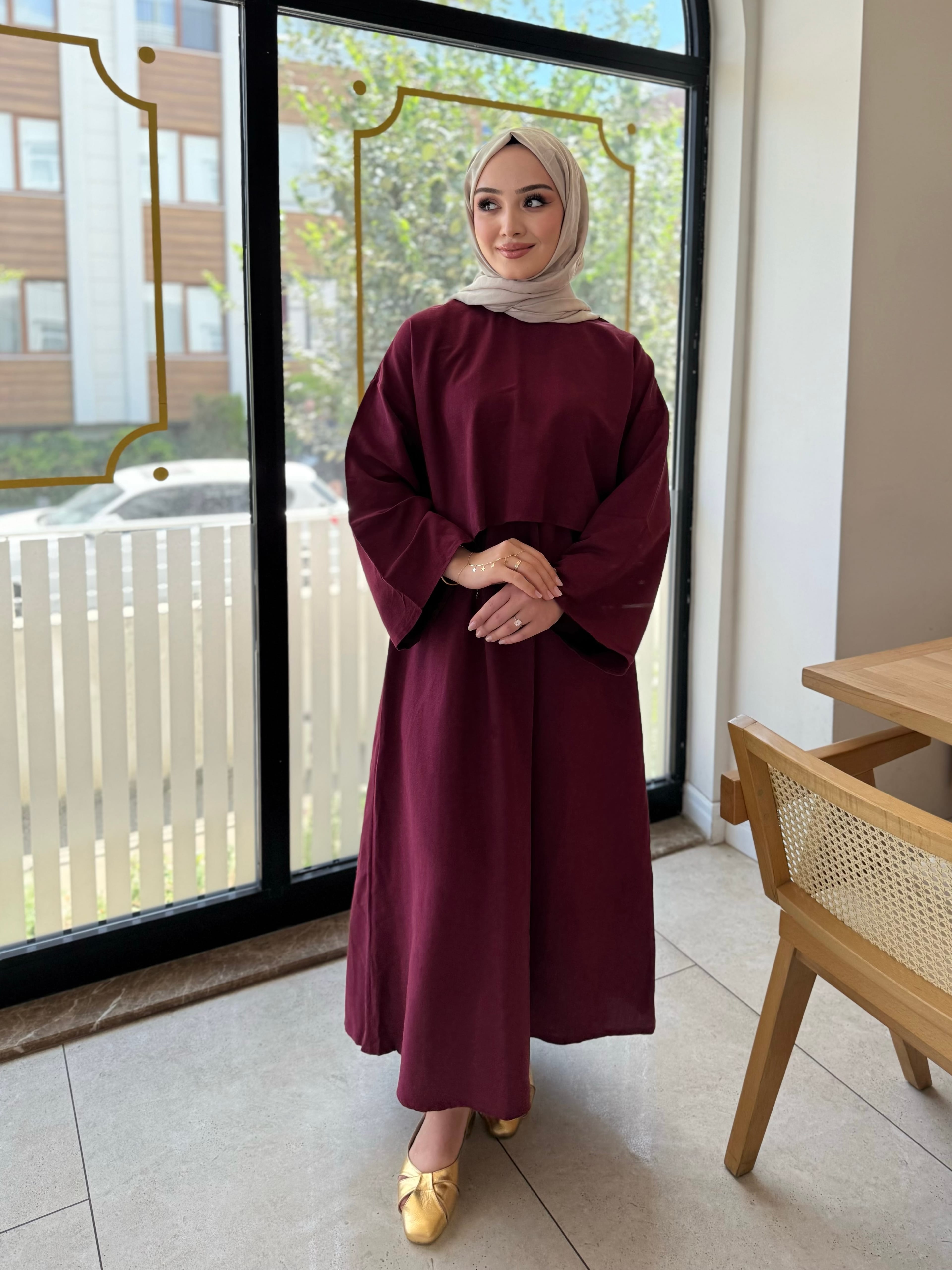 Bordo Liris Keten Takım 