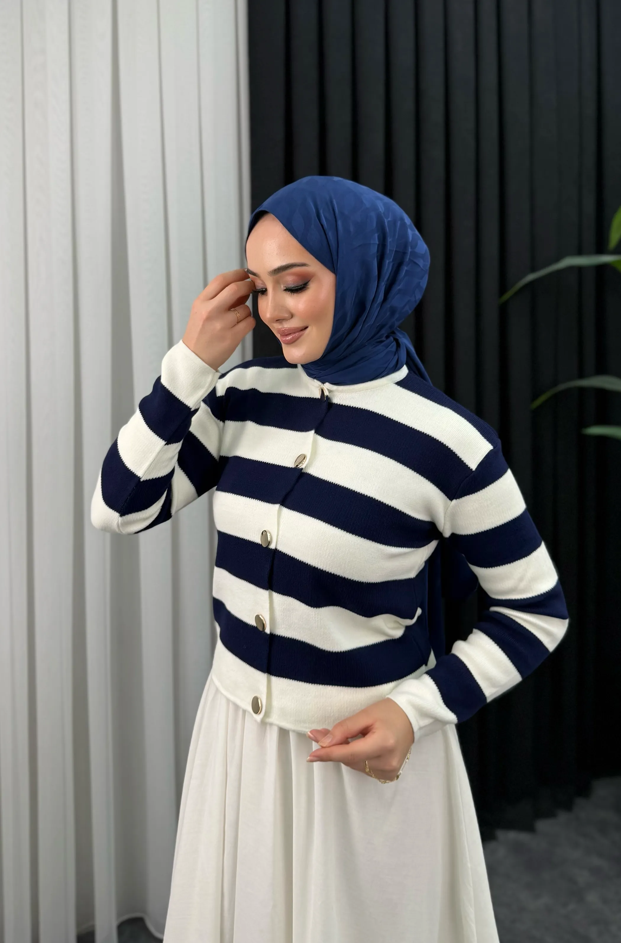 Raiven Çizgili Hırka